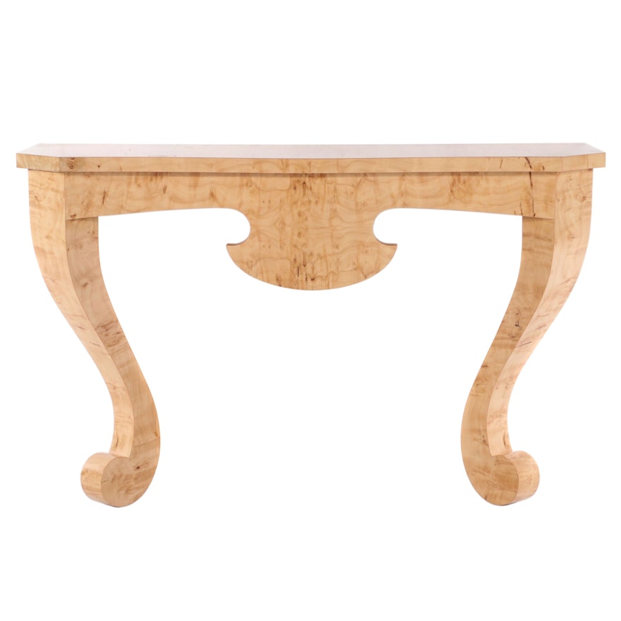 Contemporary Burl Wood Wall Mount Hall Table