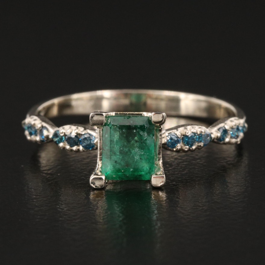 14K Emerald and Diamond Ring