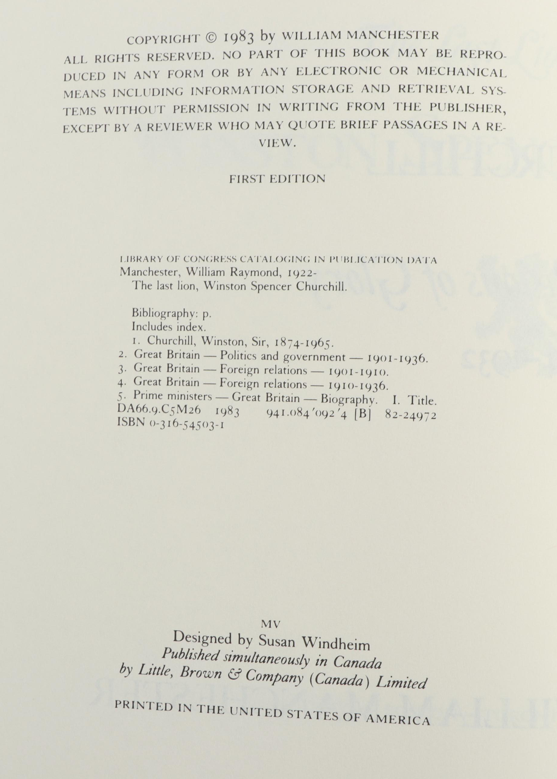 First Edition "Visions of Glory" and More "The Last Lion" Churchill Biographies