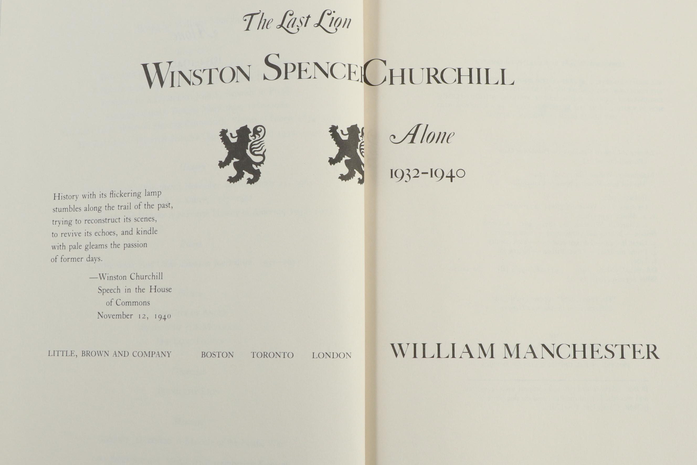 First Edition "Visions of Glory" and More "The Last Lion" Churchill Biographies