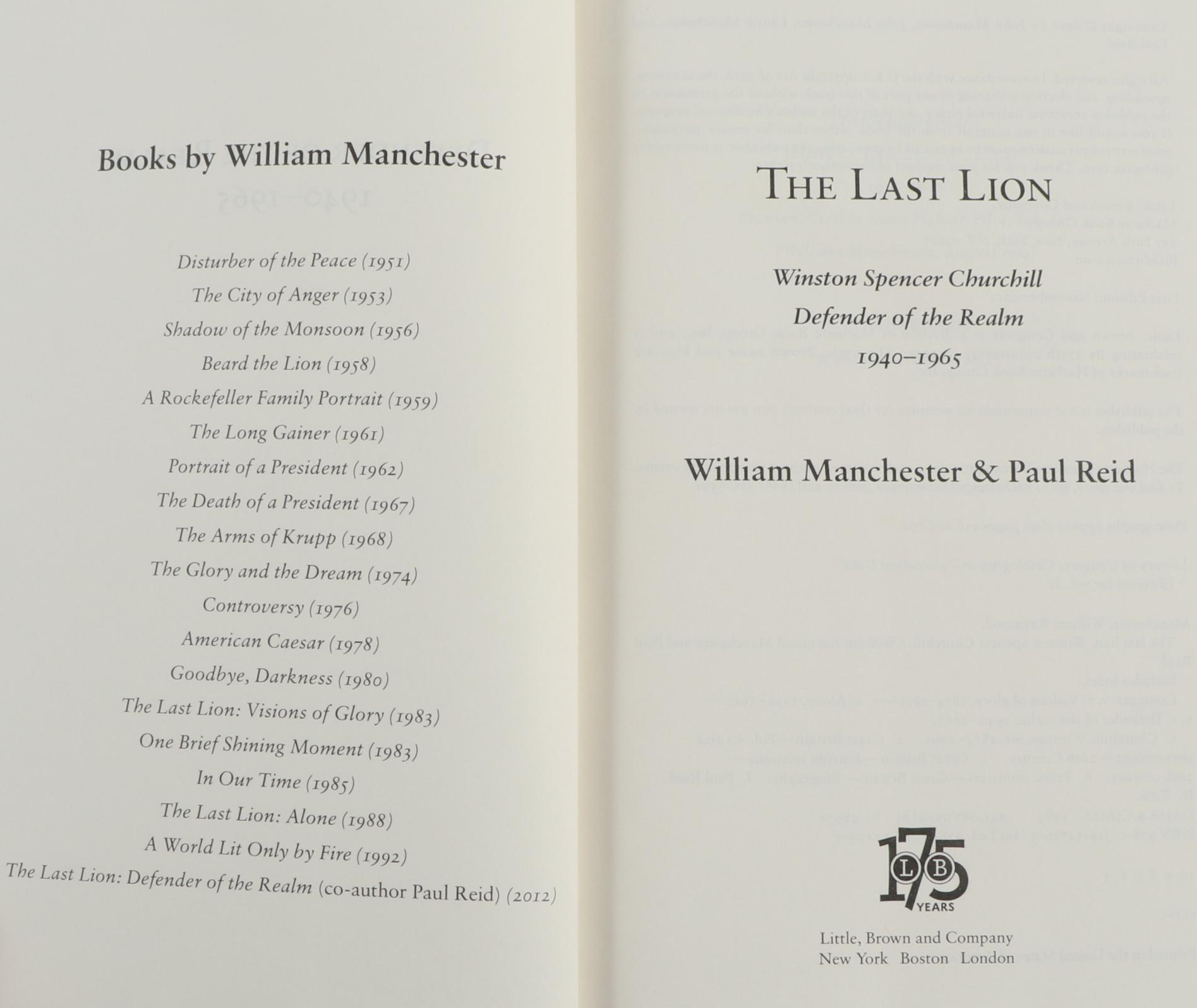 First Edition "Visions of Glory" and More "The Last Lion" Churchill Biographies