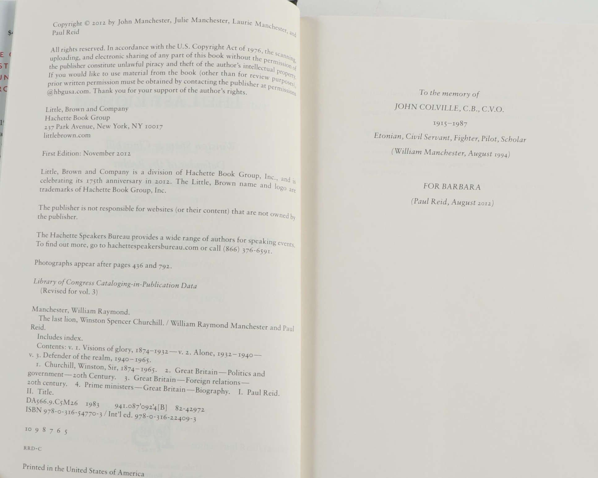 First Edition "Visions of Glory" and More "The Last Lion" Churchill Biographies