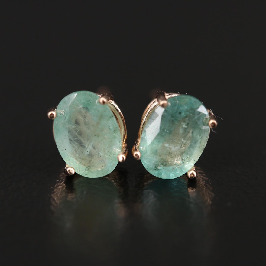 14K Emerald Stud Earrings