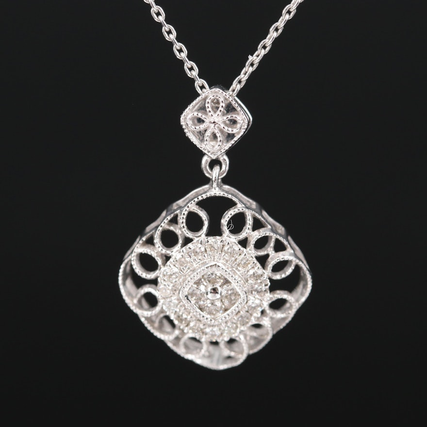 Gabriel & Co. 14K Diamond Openwork Necklace