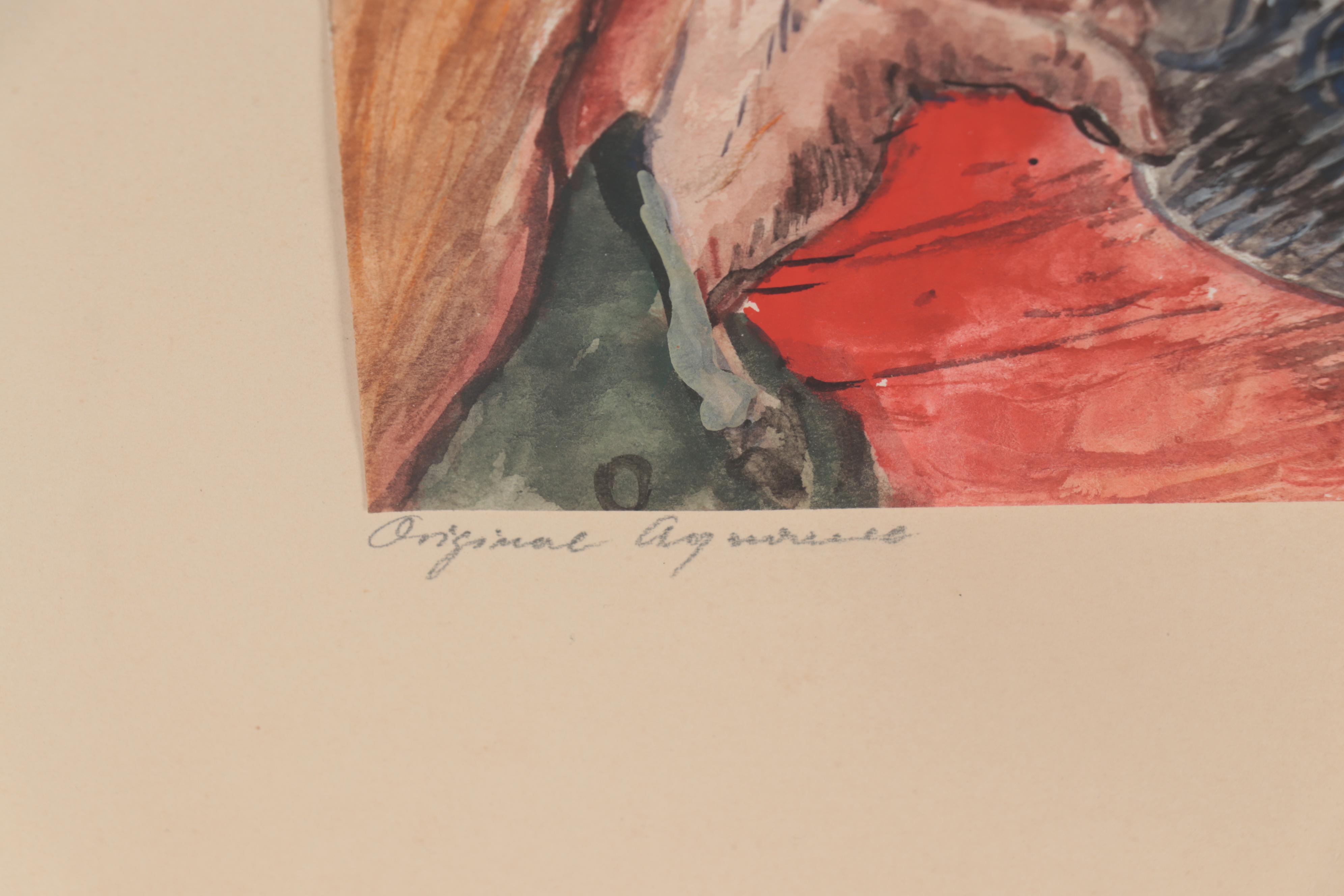 Hans Reifferscheid Watercolor Painting "Trinkender Alter," Mid-20th Century