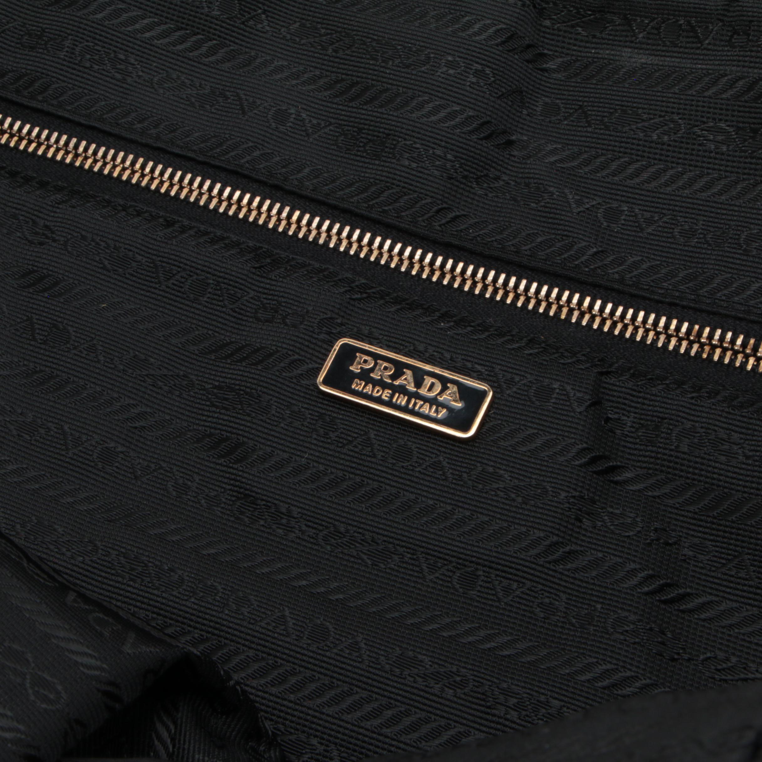 Prada Grommet Lock Shoulder Bag in Black Nappa Leather