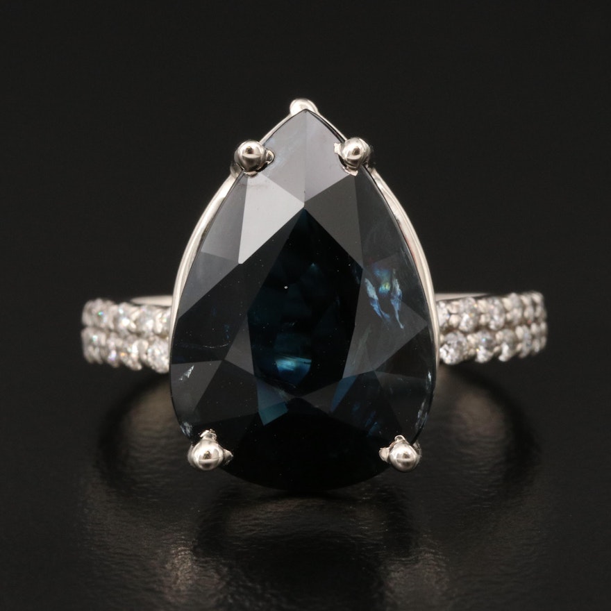 14K 10.34 CT Sapphire and Diamond Ring