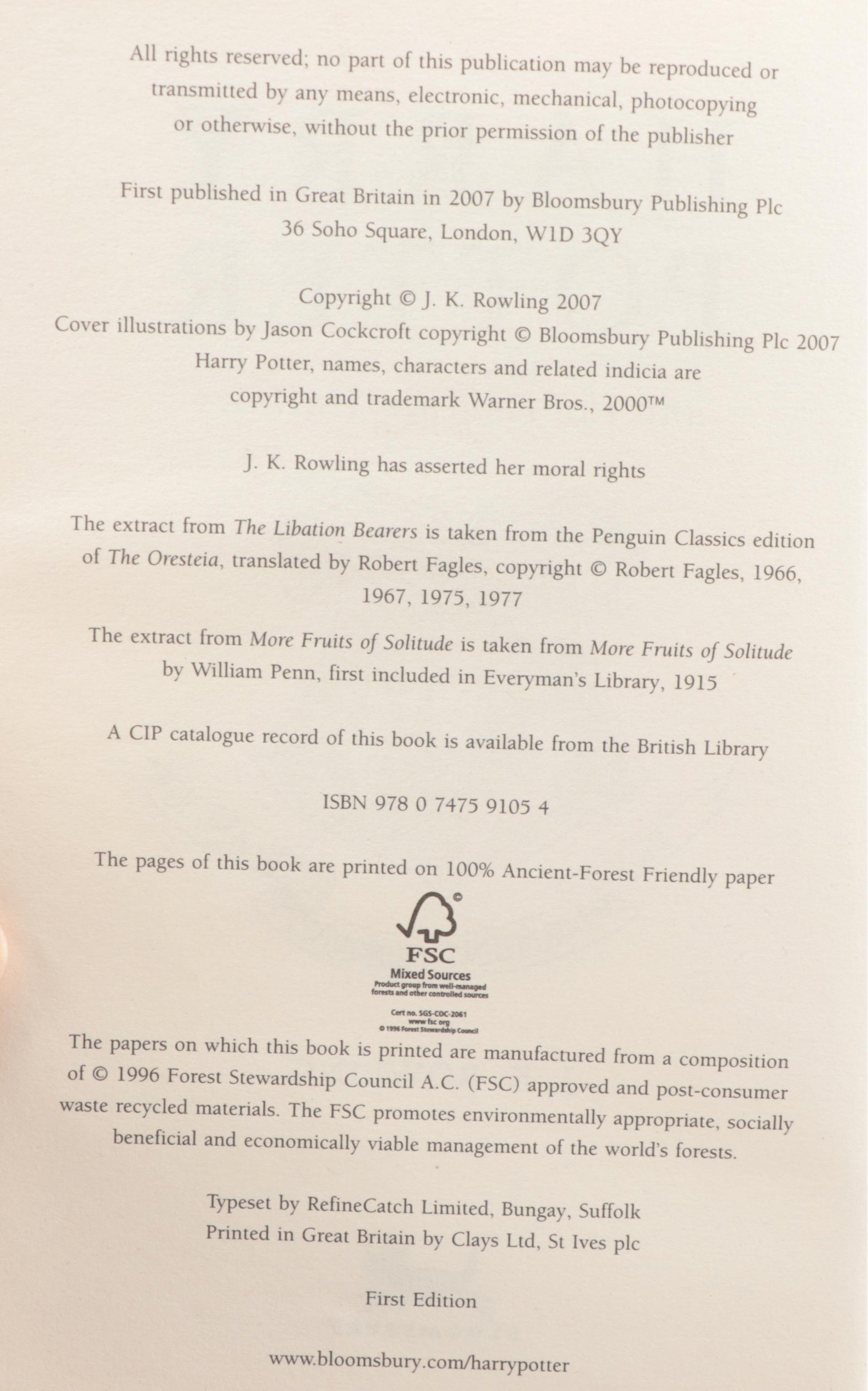 First UK Edition "Harry Potter" Books with Canadian Editions and More