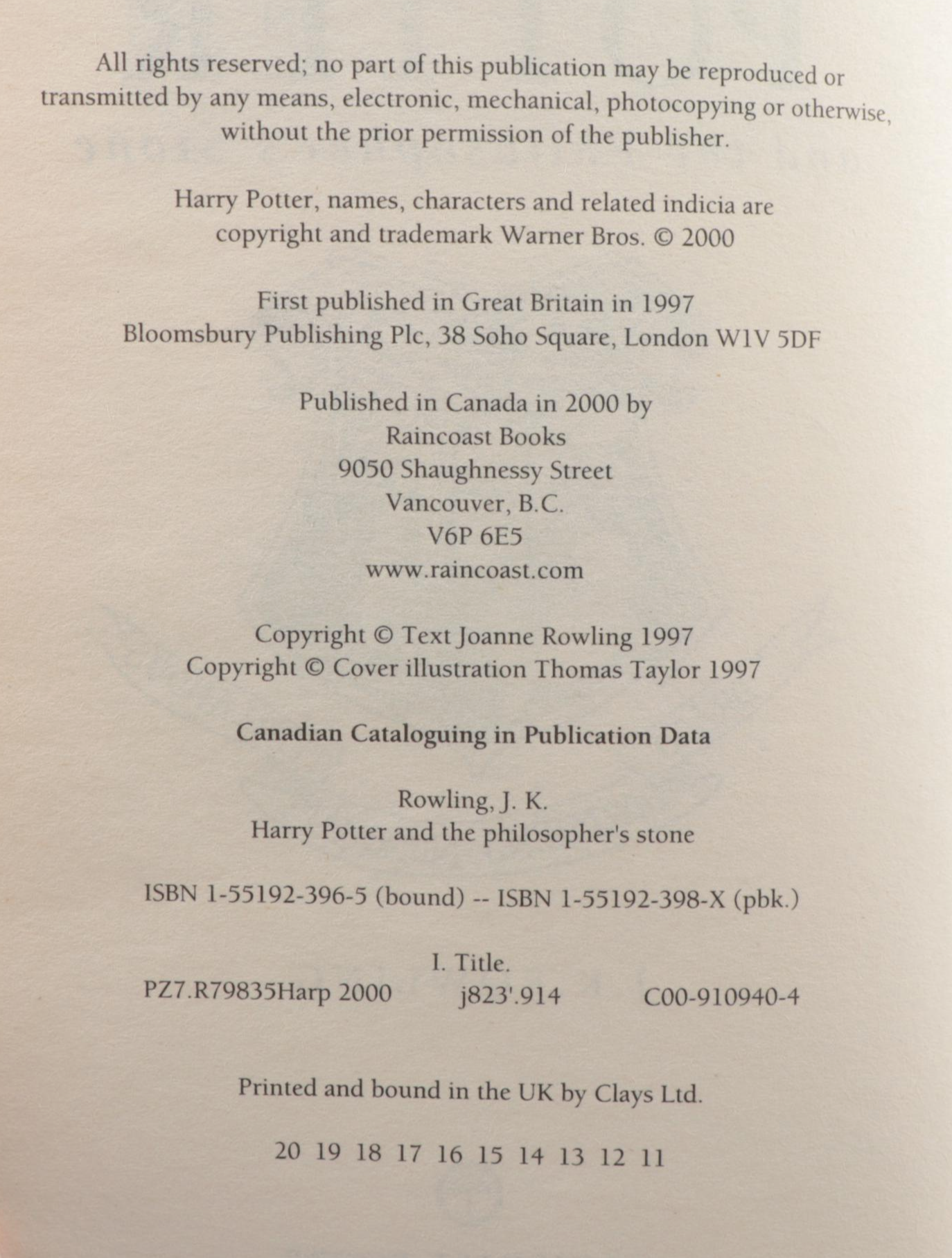 First UK Edition "Harry Potter" Books with Canadian Editions and More