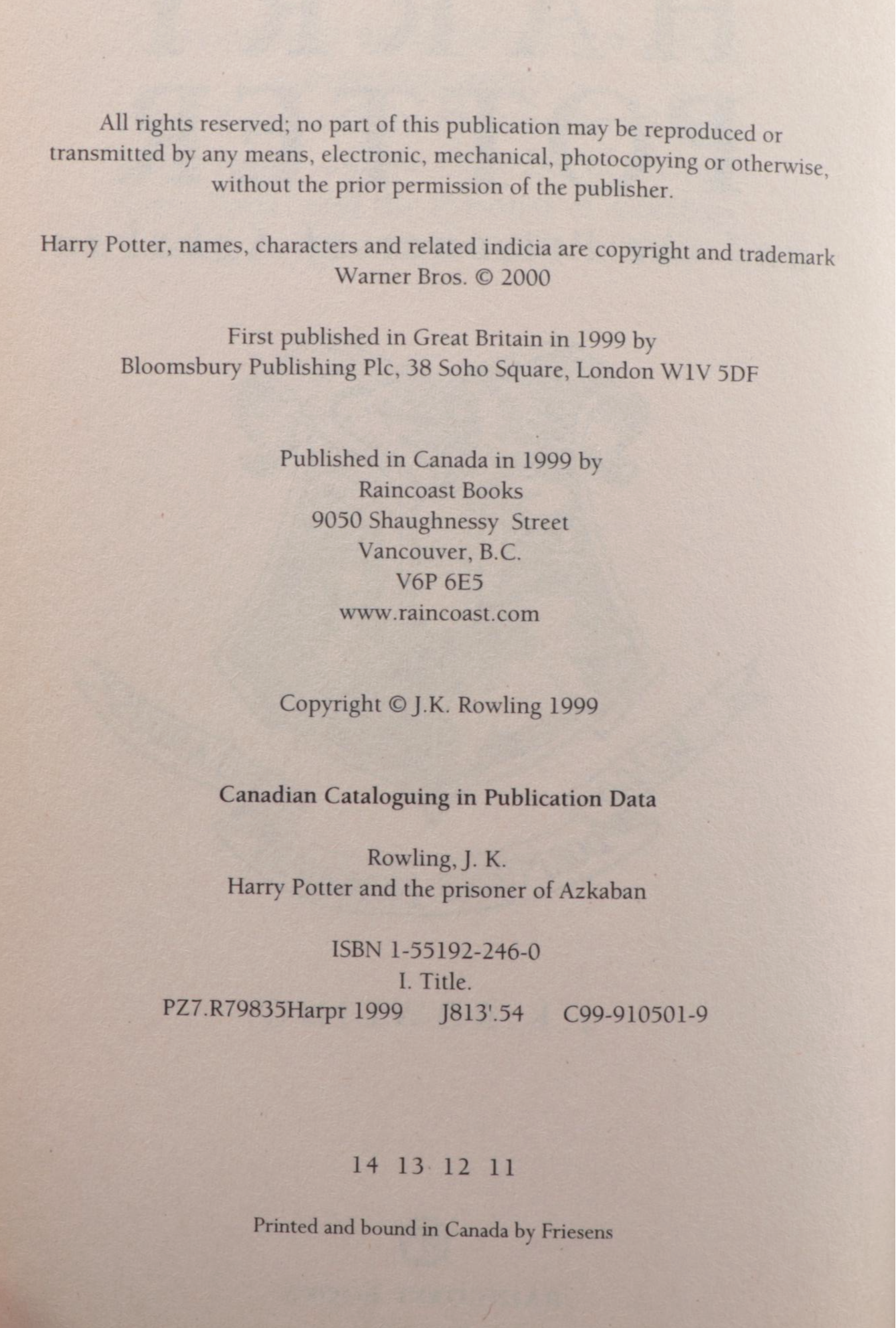 First UK Edition "Harry Potter" Books with Canadian Editions and More