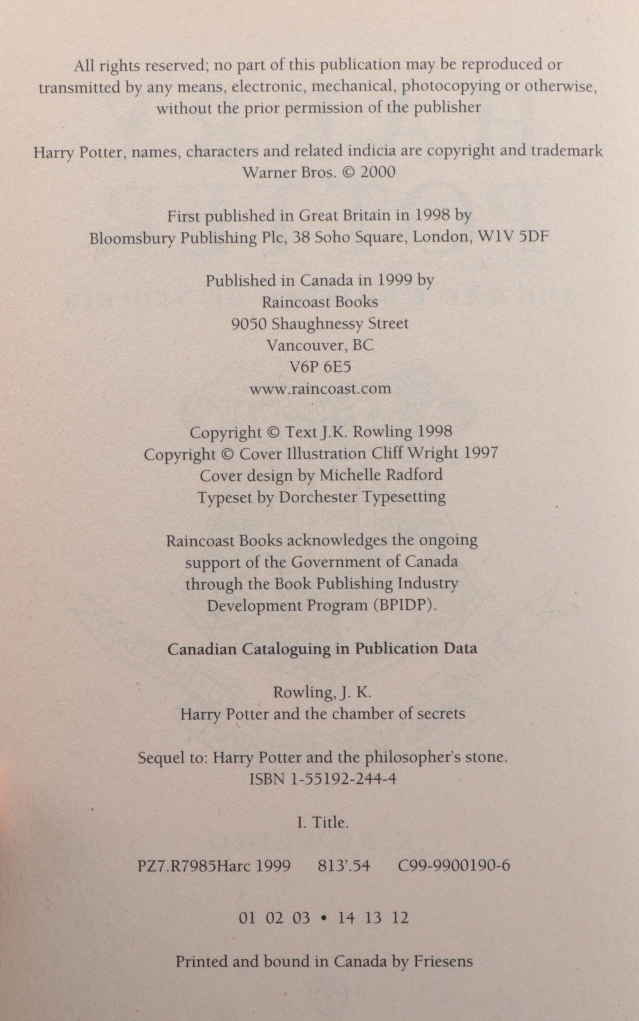 First UK Edition "Harry Potter" Books with Canadian Editions and More