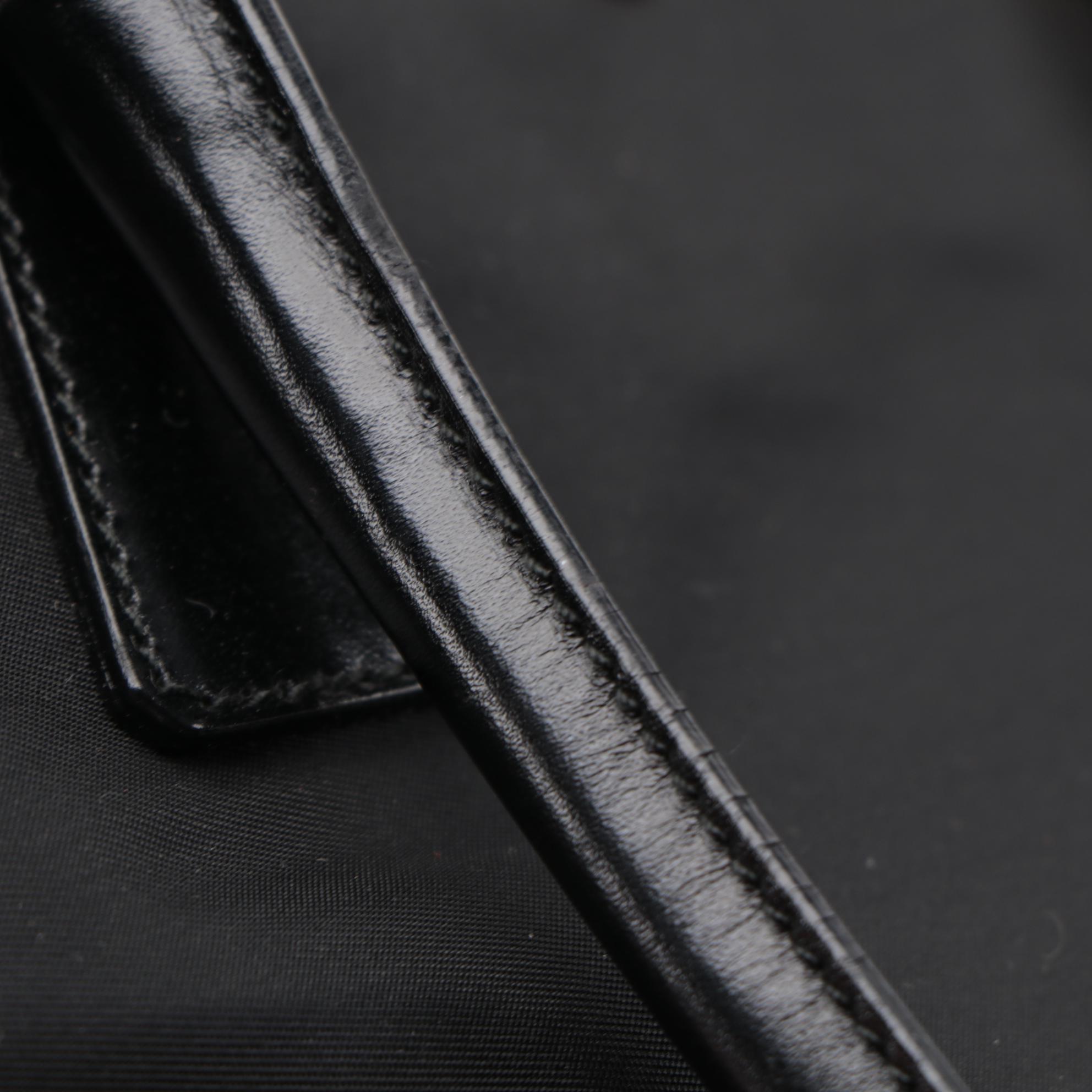 Prada Small Shoulder Tote in Black Tessuto Nylon with Leather Trim