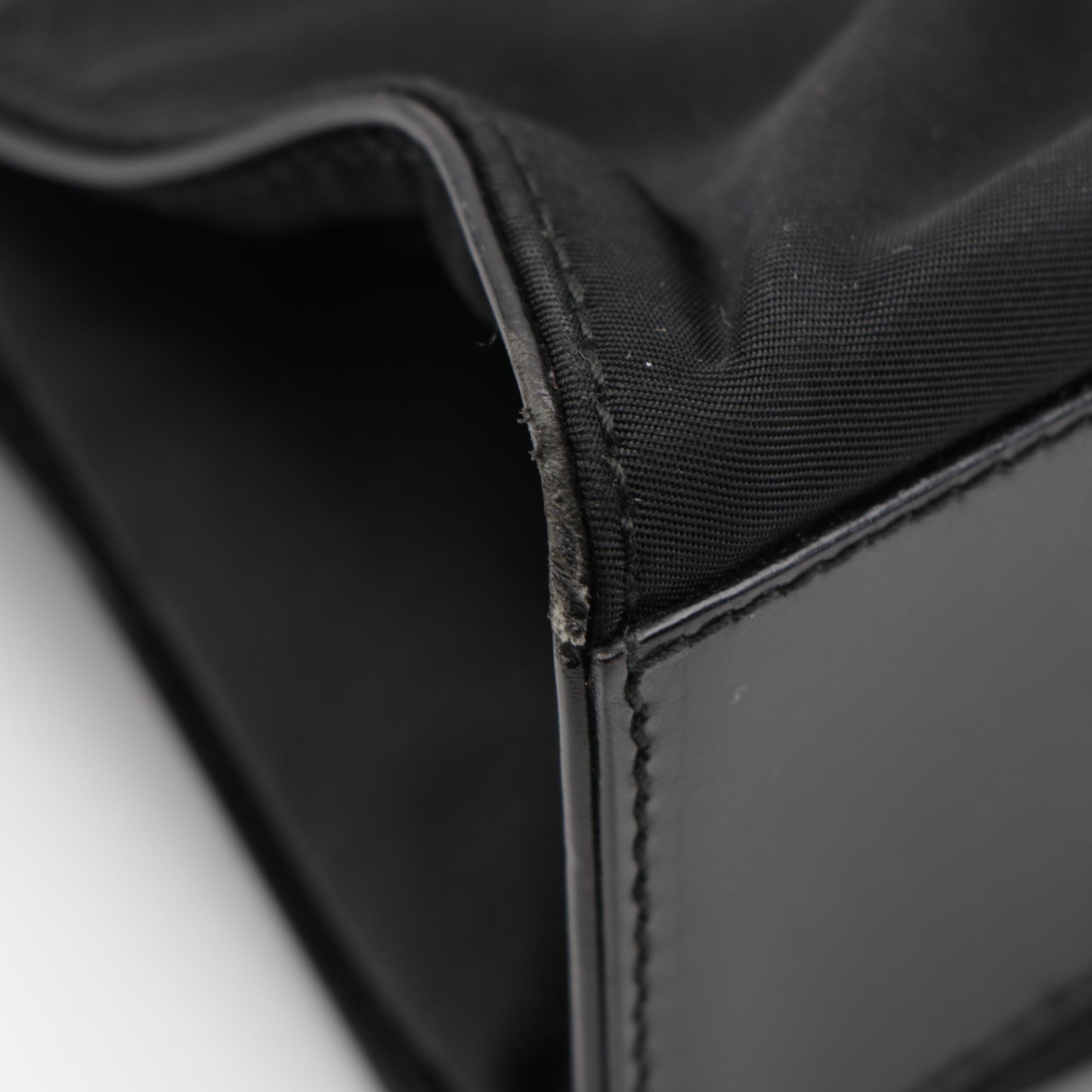 Prada Small Shoulder Tote in Black Tessuto Nylon with Leather Trim