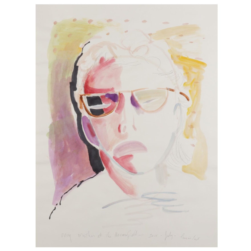 Philip the Transplant Watercolor Painting "My Mother at the Morrowfield," 2014