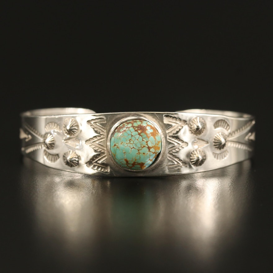 Southwestern Style Turquoise and Stampwork Cuff