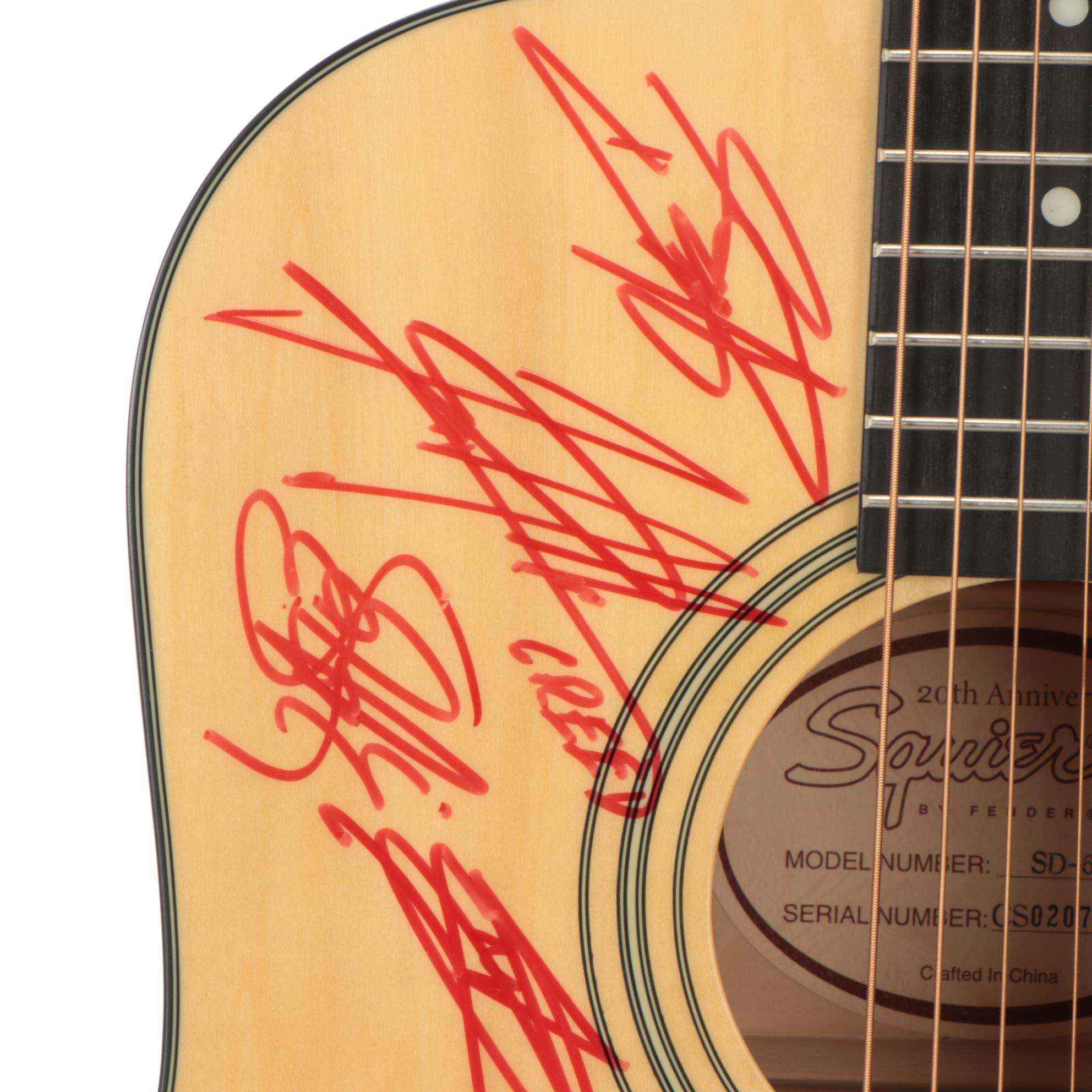 Acoustic Guitar Autographed by Members of Creed, Diamond Rio, The Dixie Chicks