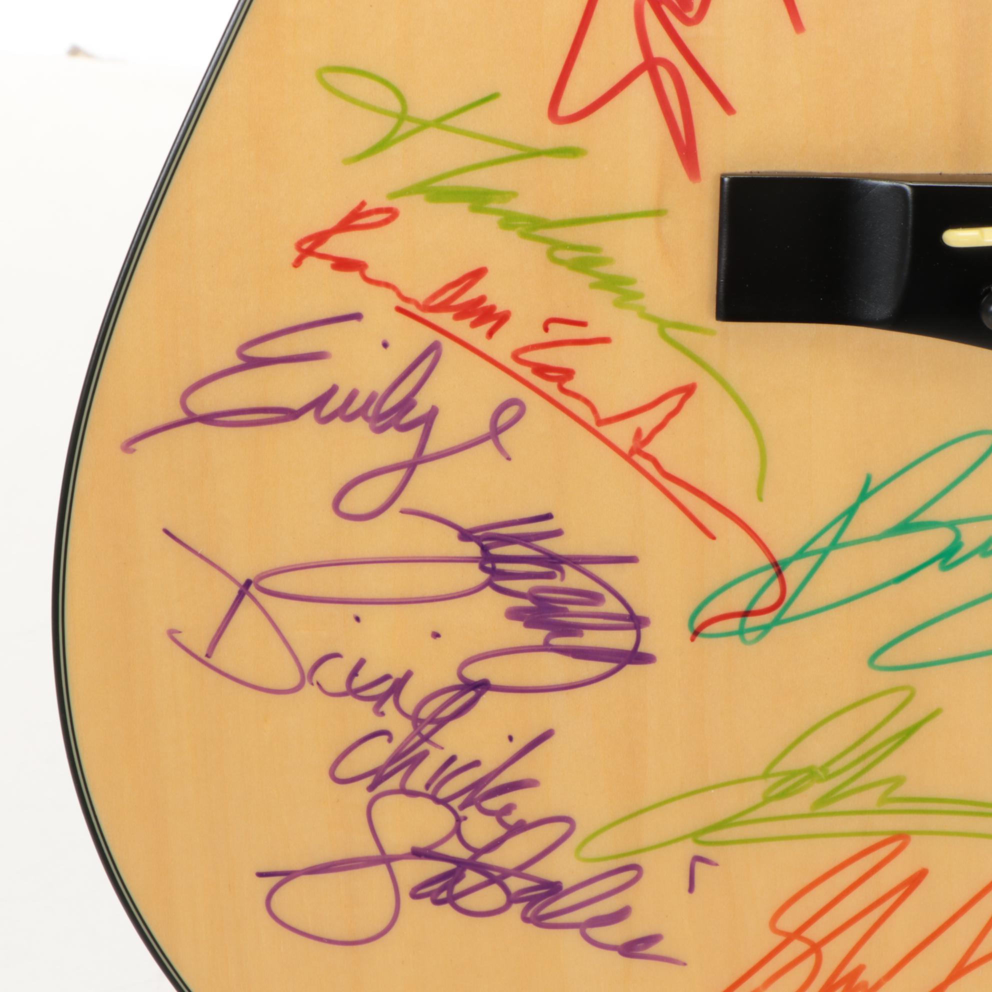 Acoustic Guitar Autographed by Members of Creed, Diamond Rio, The Dixie Chicks