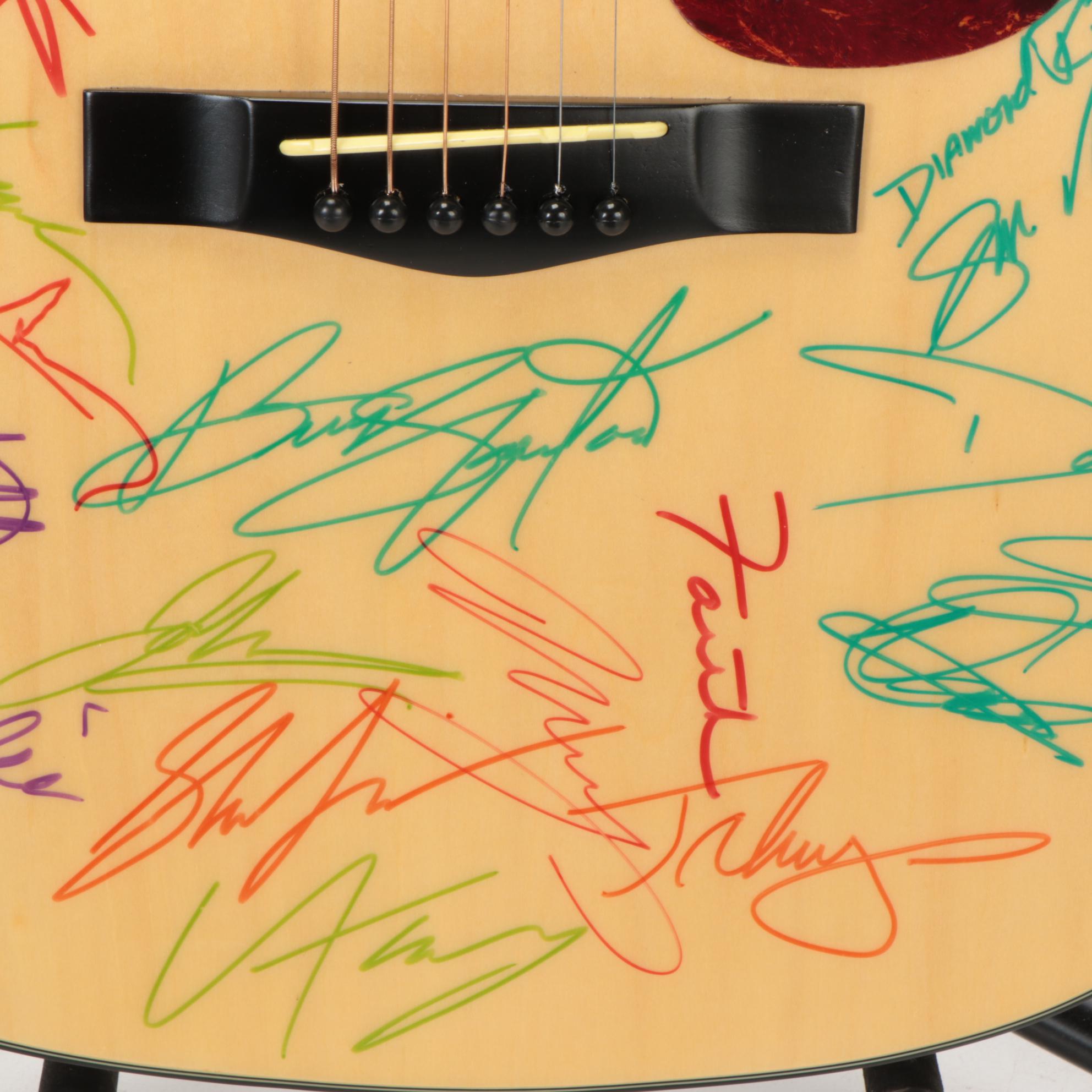 Acoustic Guitar Autographed by Members of Creed, Diamond Rio, The Dixie Chicks