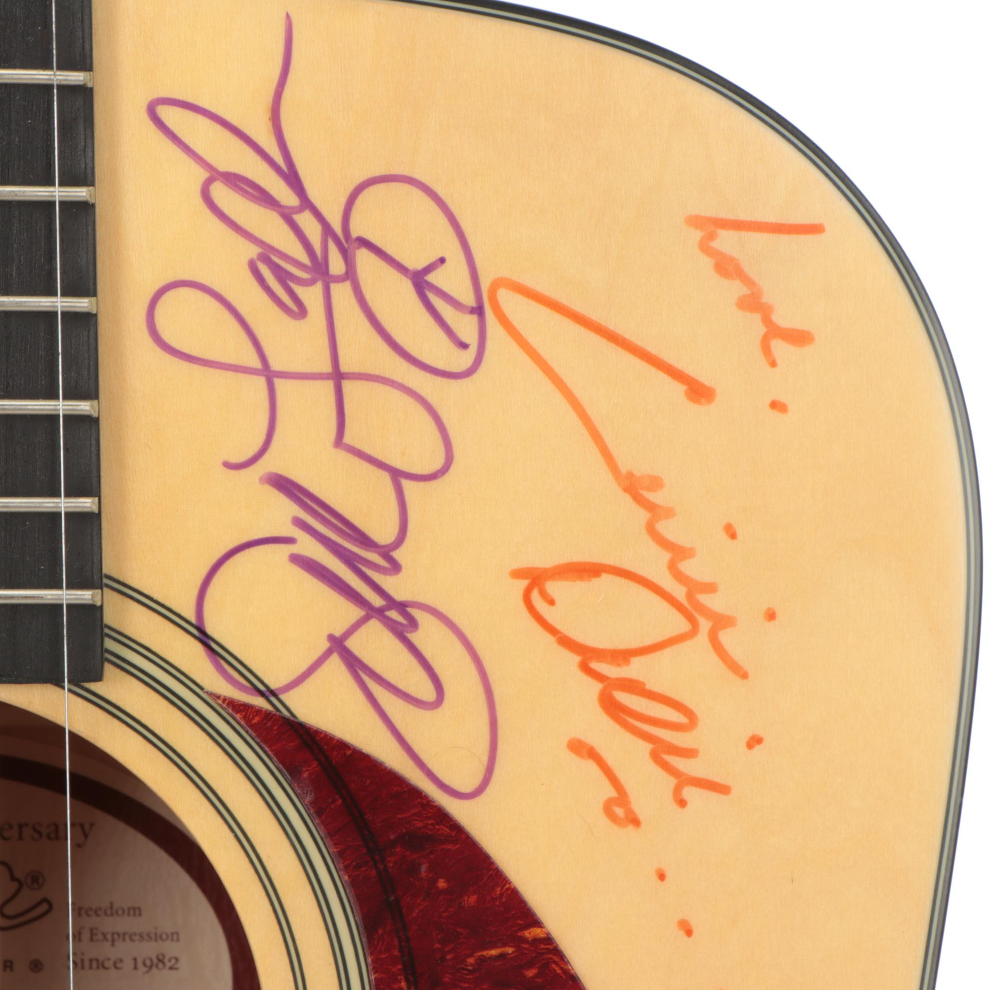 Acoustic Guitar Autographed by Members of Creed, Diamond Rio, The Dixie Chicks