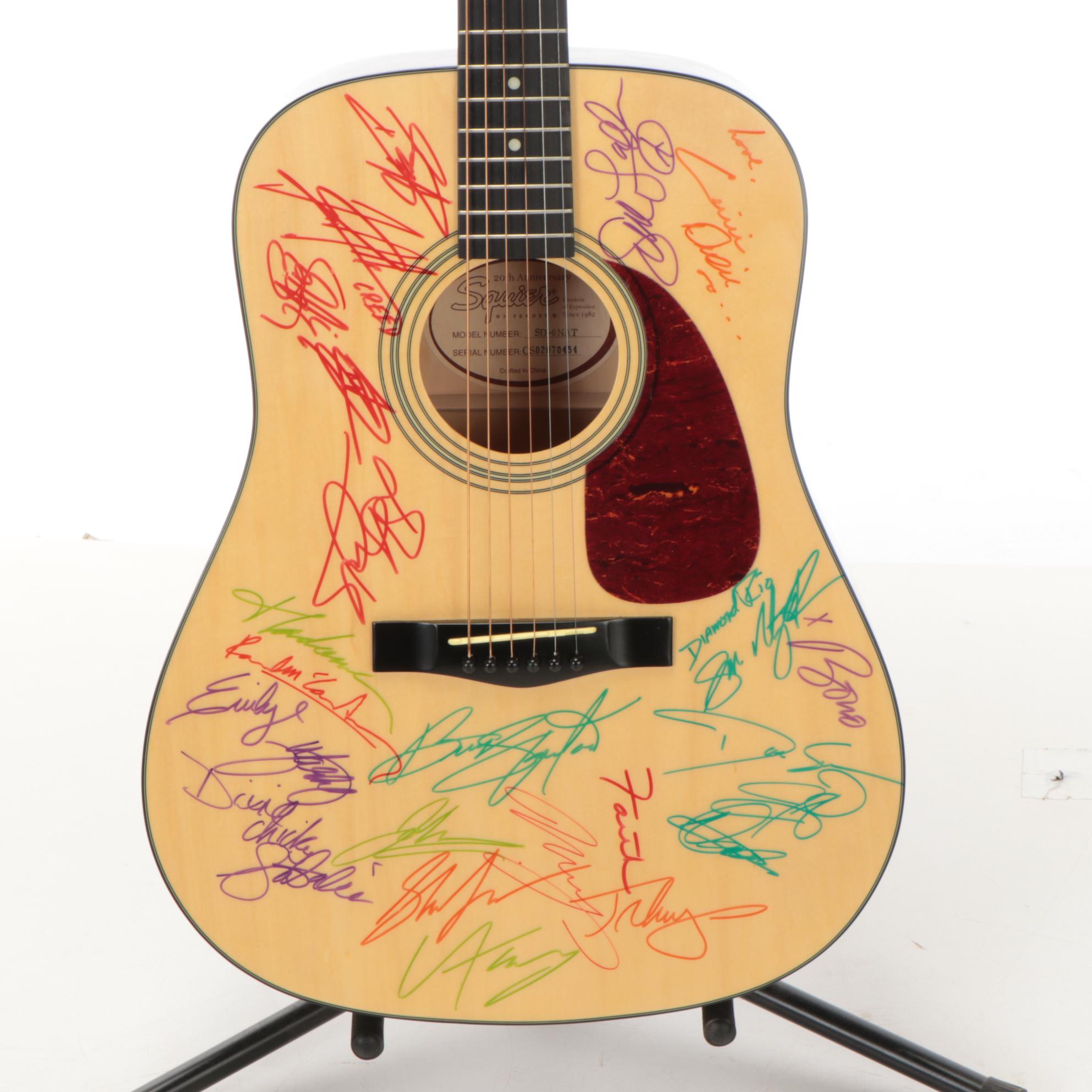 Acoustic Guitar Autographed by Members of Creed, Diamond Rio, The Dixie Chicks