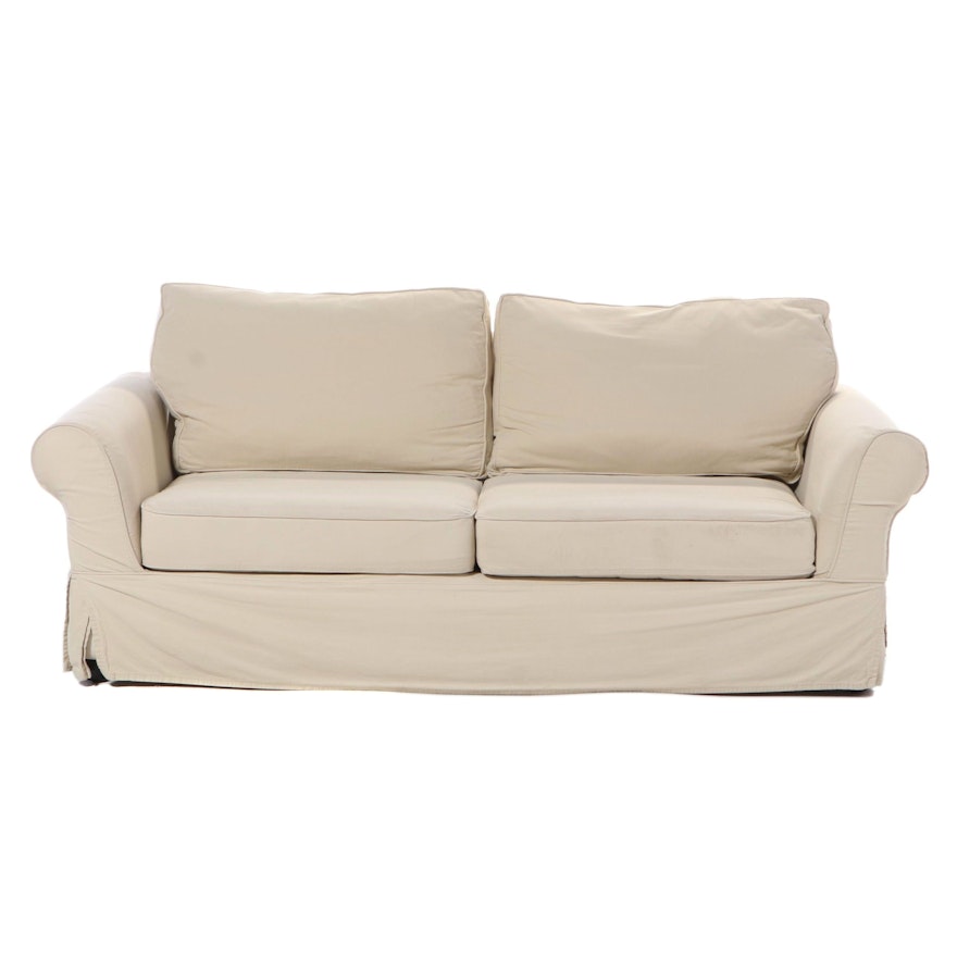 Pottery Barn Slip-Covered Roll-Arm Sofa