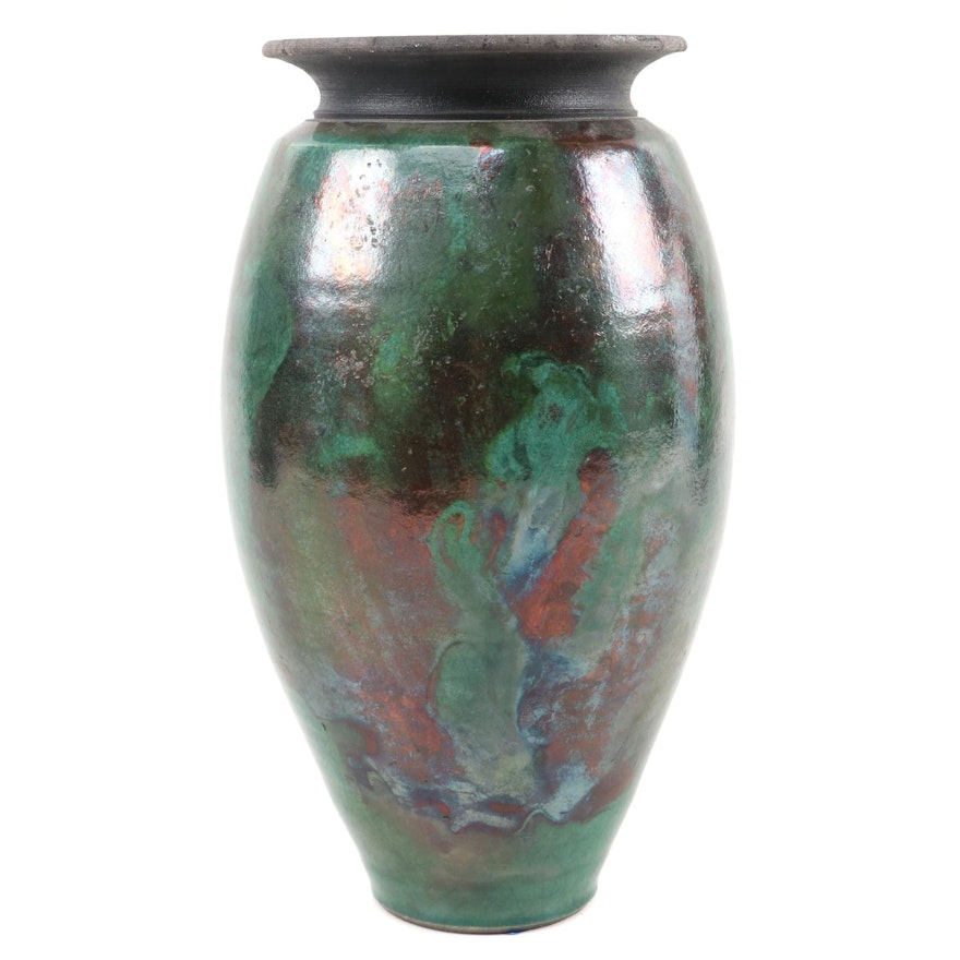 Studio Art Pottery Raku-Fired Vase