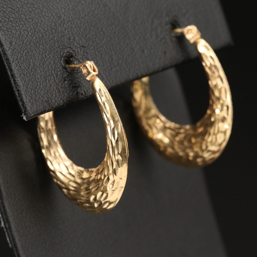 14K Textured Hoop Earrings