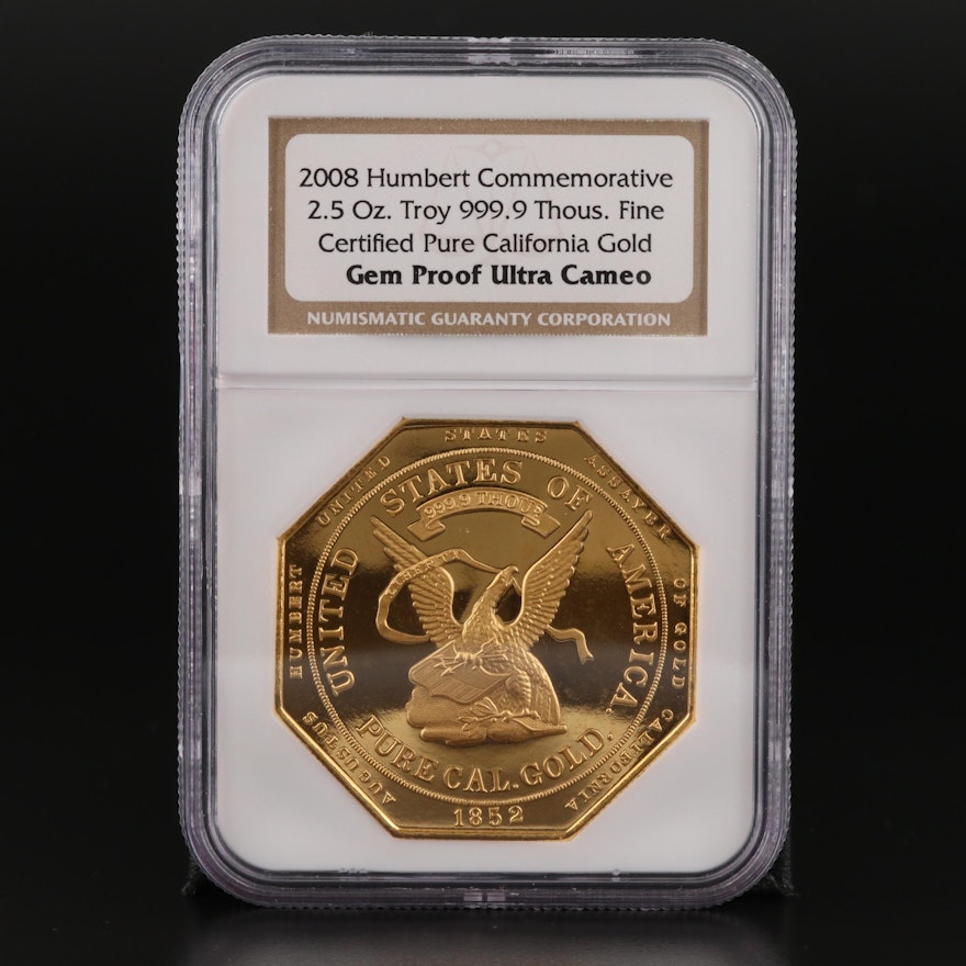 NGC Graded Gem Proof Ultra Cameo 2008 2.5 Oz. Gold Humbert Commemorative Ingot