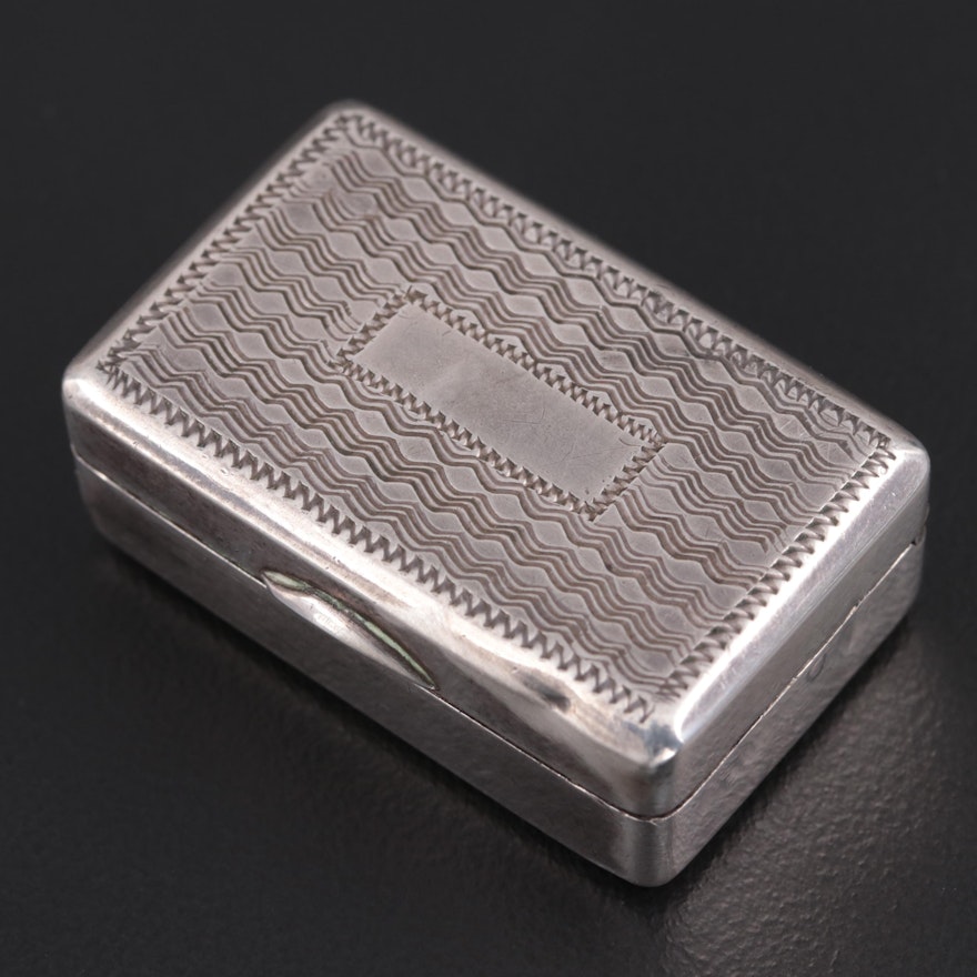 Chinese Chased .850 Silver Vinaigrette Box, 19th Century
