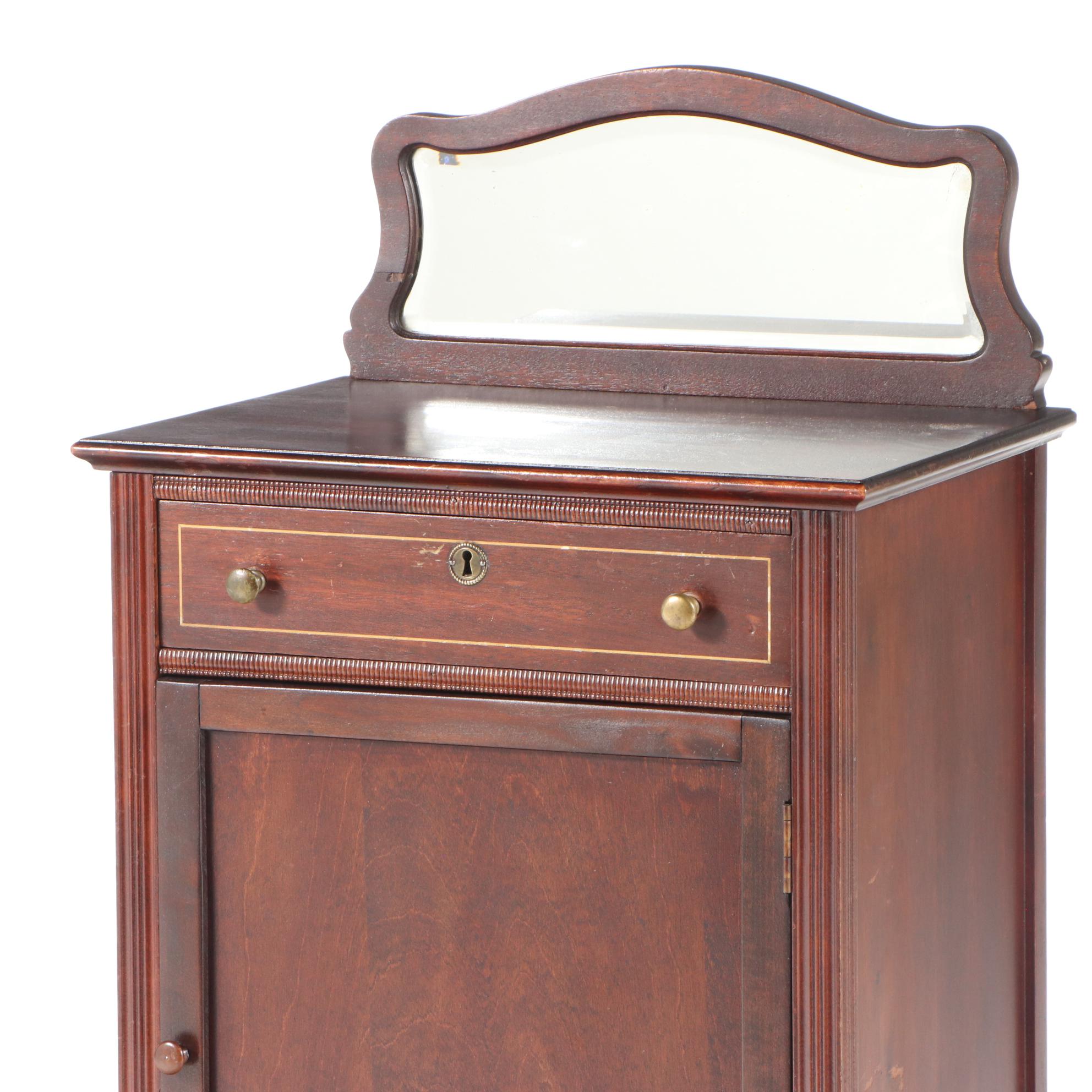 Robert Mitchell Furniture Co. Mahogany-Stained and Mirrored Glass Music Cabinet