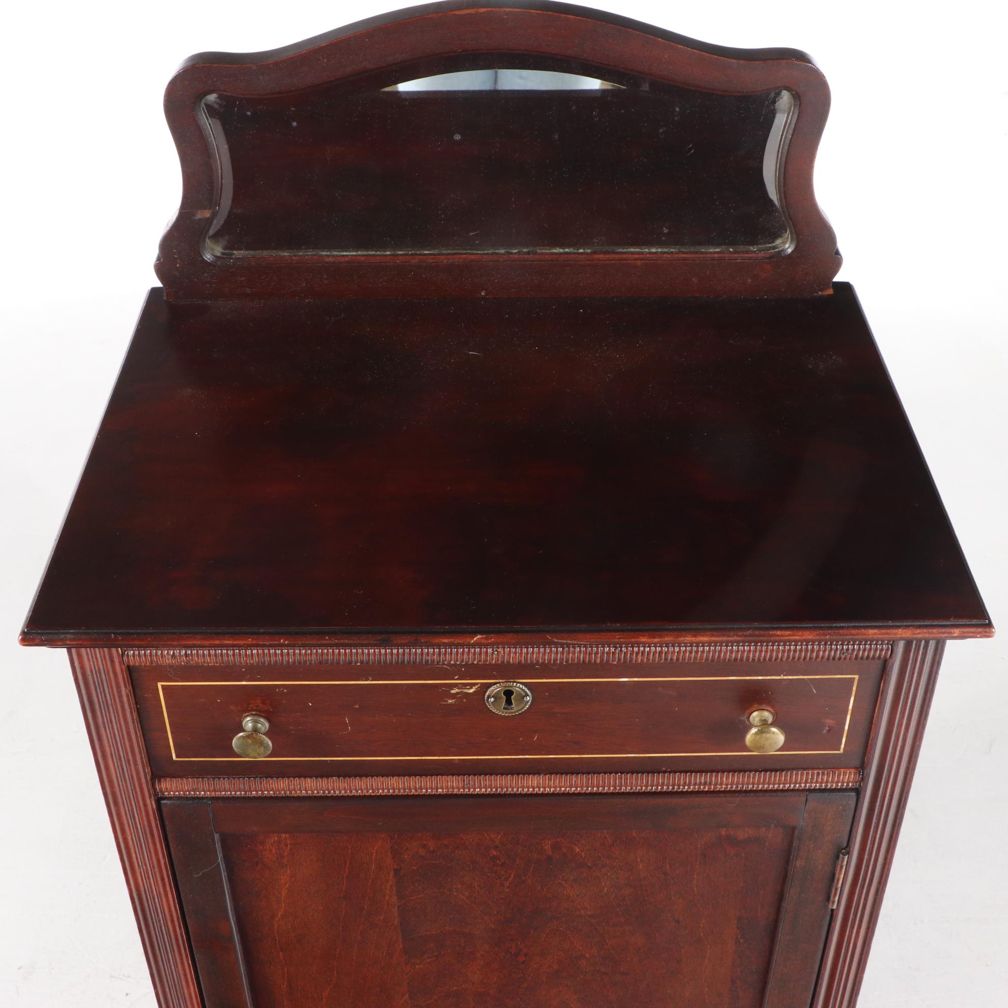 Robert Mitchell Furniture Co. Mahogany-Stained and Mirrored Glass Music Cabinet