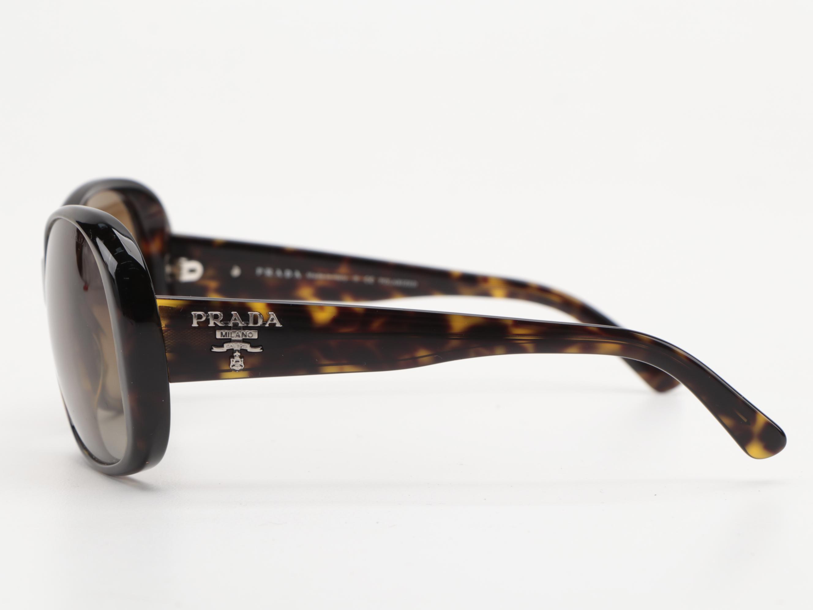 Prada SPR 03M Havana Brown Sunglasses with Gradient Polarized Lenses