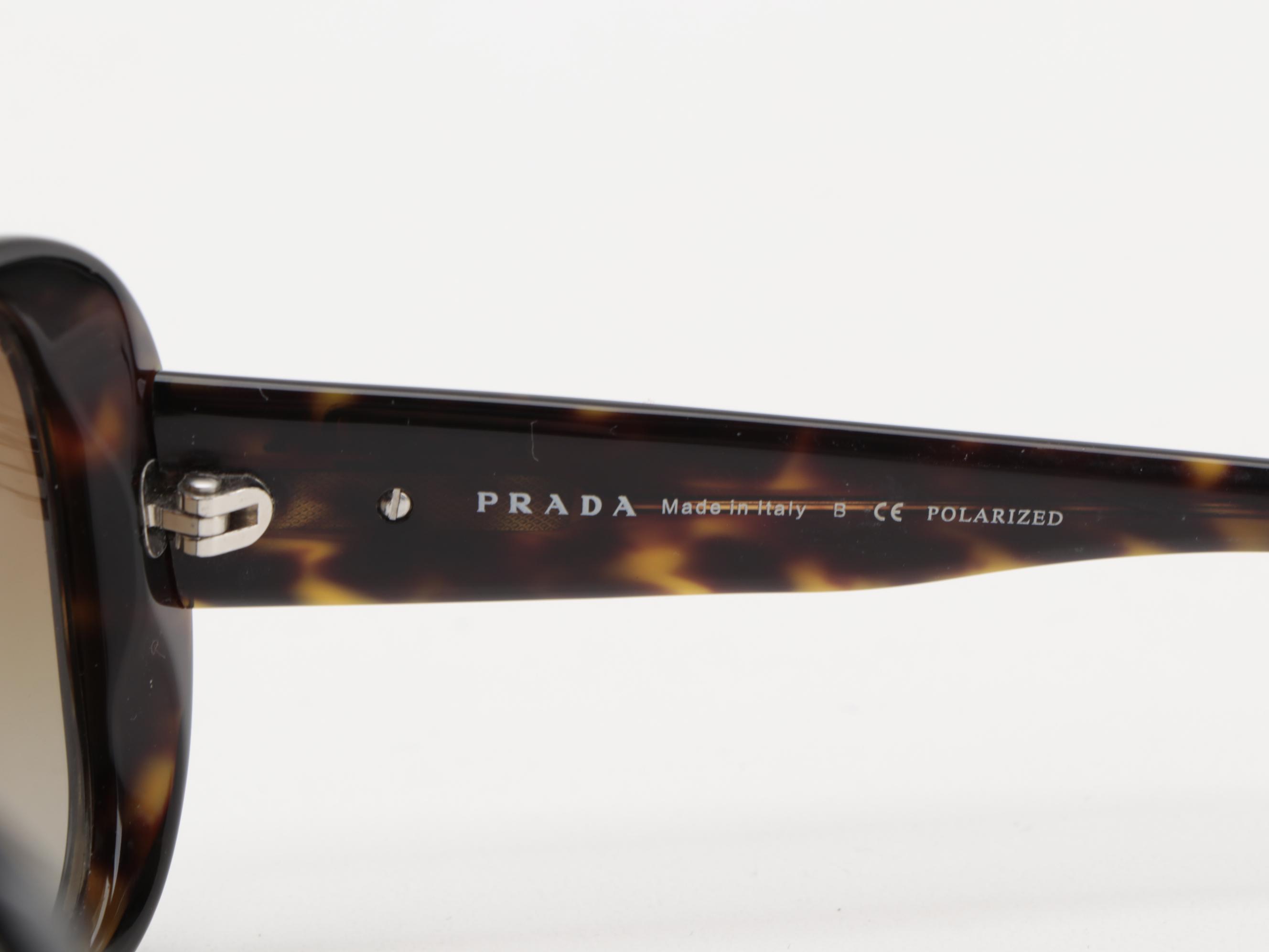 Prada SPR 03M Havana Brown Sunglasses with Gradient Polarized Lenses