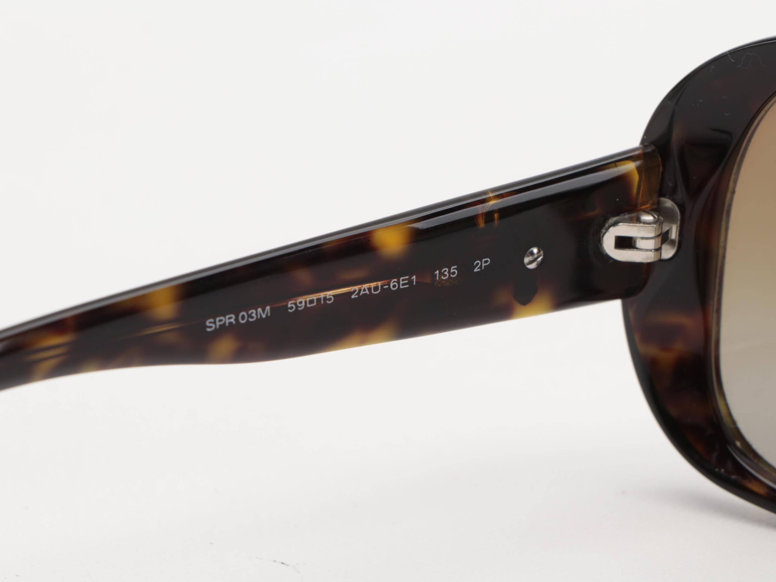 Prada SPR 03M Havana Brown Sunglasses with Gradient Polarized Lenses