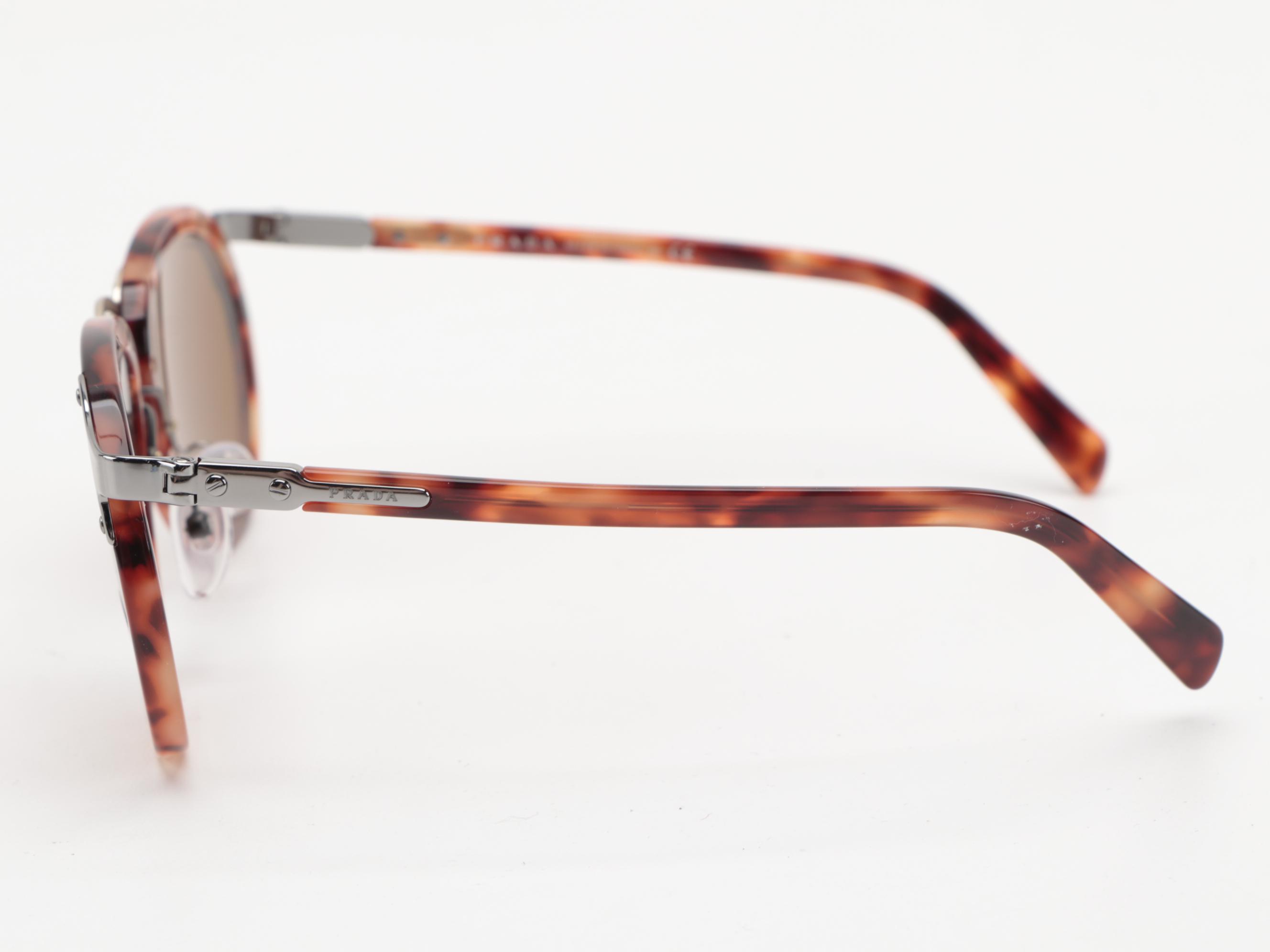 Prada SPR 01T Aviator Sunglasses in Red Tortoise Acetate