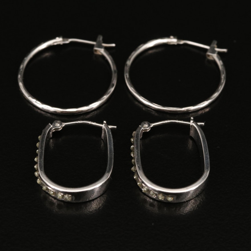 14K Textured and Elongated Hoop Earrings with Resin