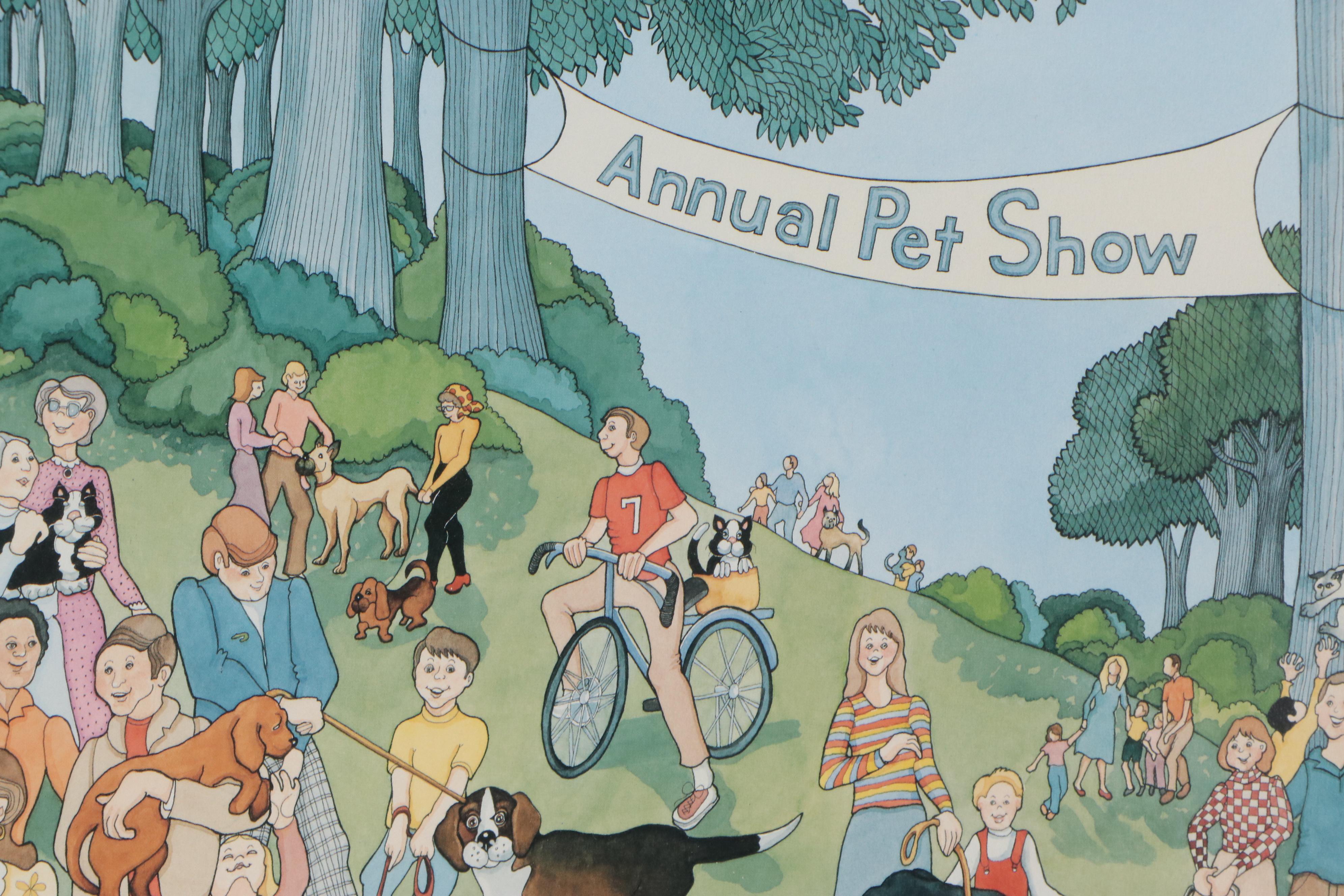 Frances Greenberg Offset Lithograph "Annual Pet Show," Late 20th Century
