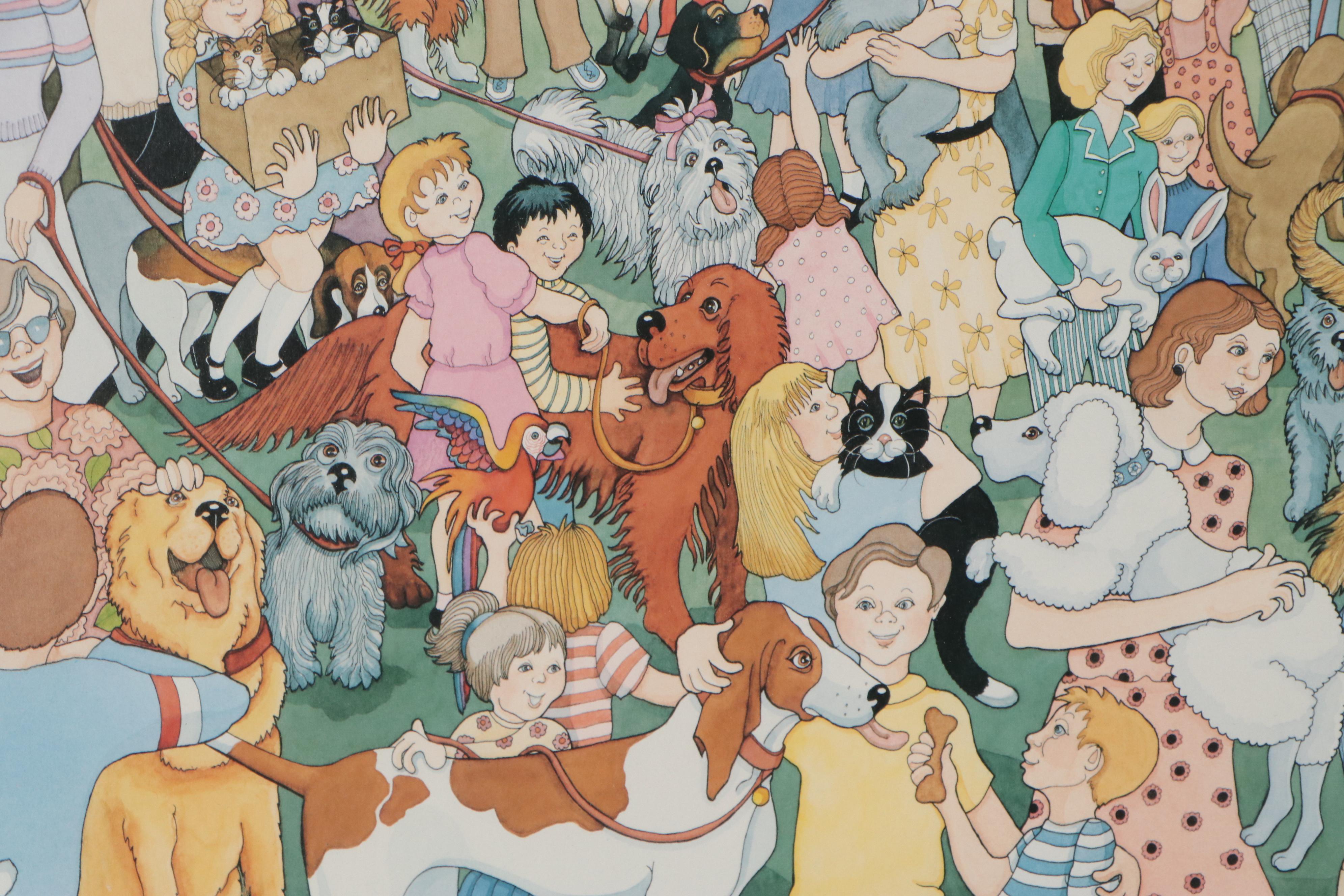 Frances Greenberg Offset Lithograph "Annual Pet Show," Late 20th Century
