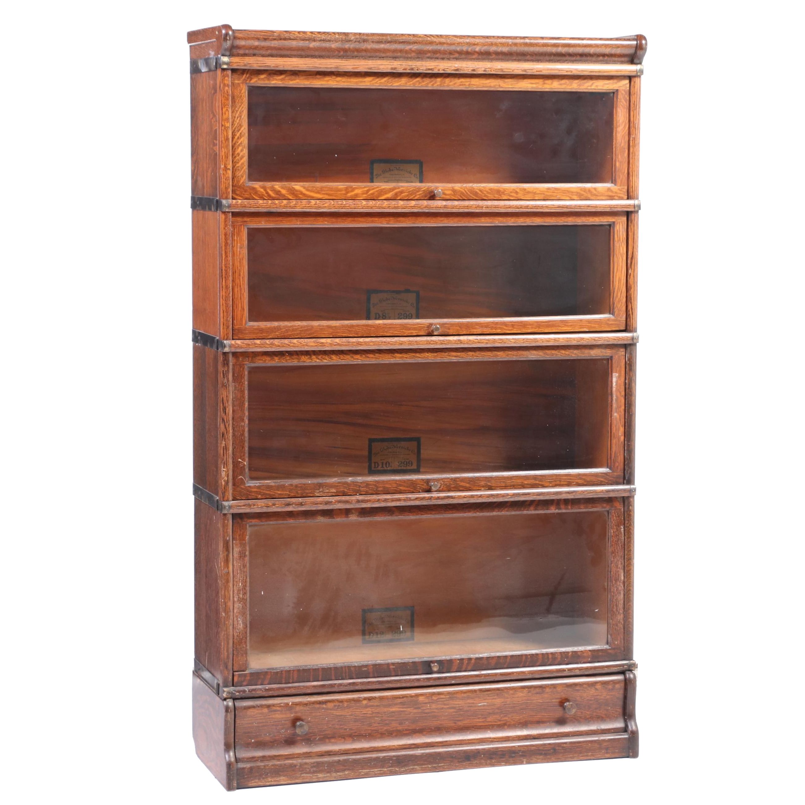 The Globe-Wernicke Co. Quartersawn Oak Four-Stack Barrister's Bookcase