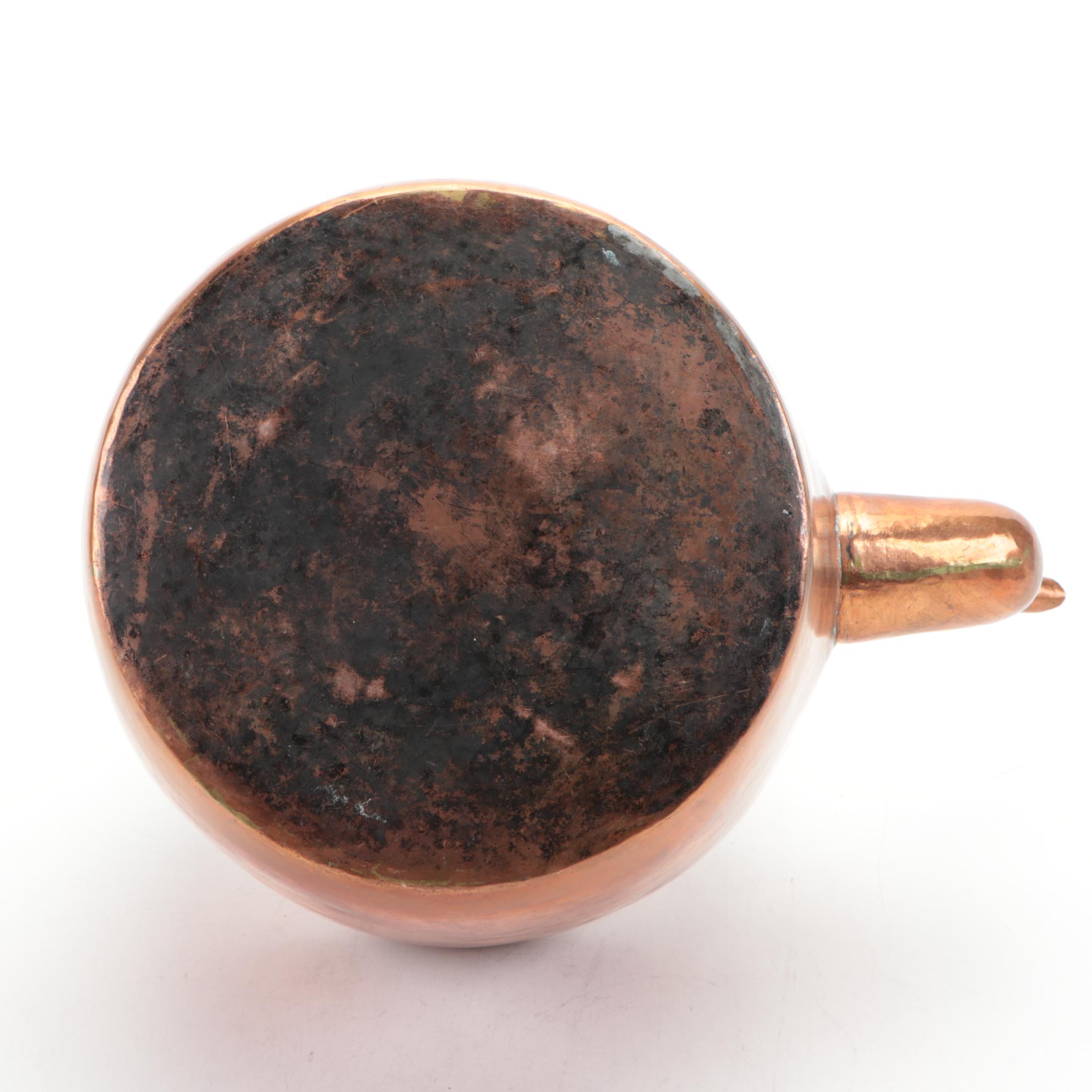 English Copper Tea Kettle with Brass Handle, 19th Century