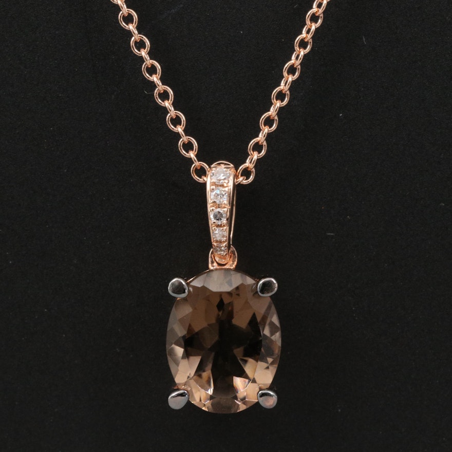 EFFY 14K Rose Gold Smoky Quartz and Diamond Pendant Necklace
