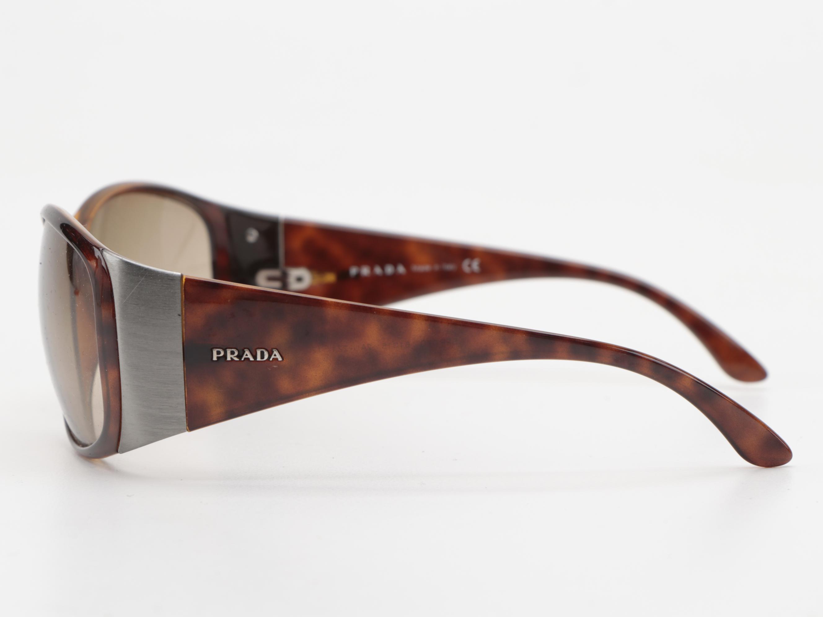 Prada SPR 07G Rectangular Sunglasses with Case