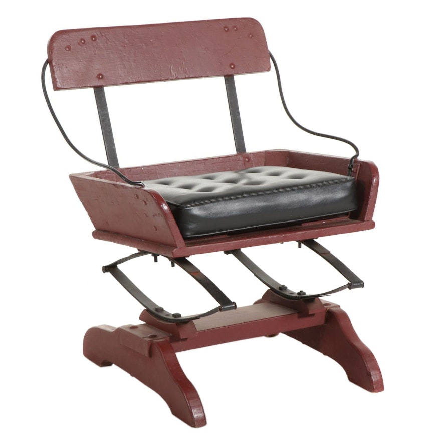 Spring-Supported Wagon Seat Chair, 20th Century