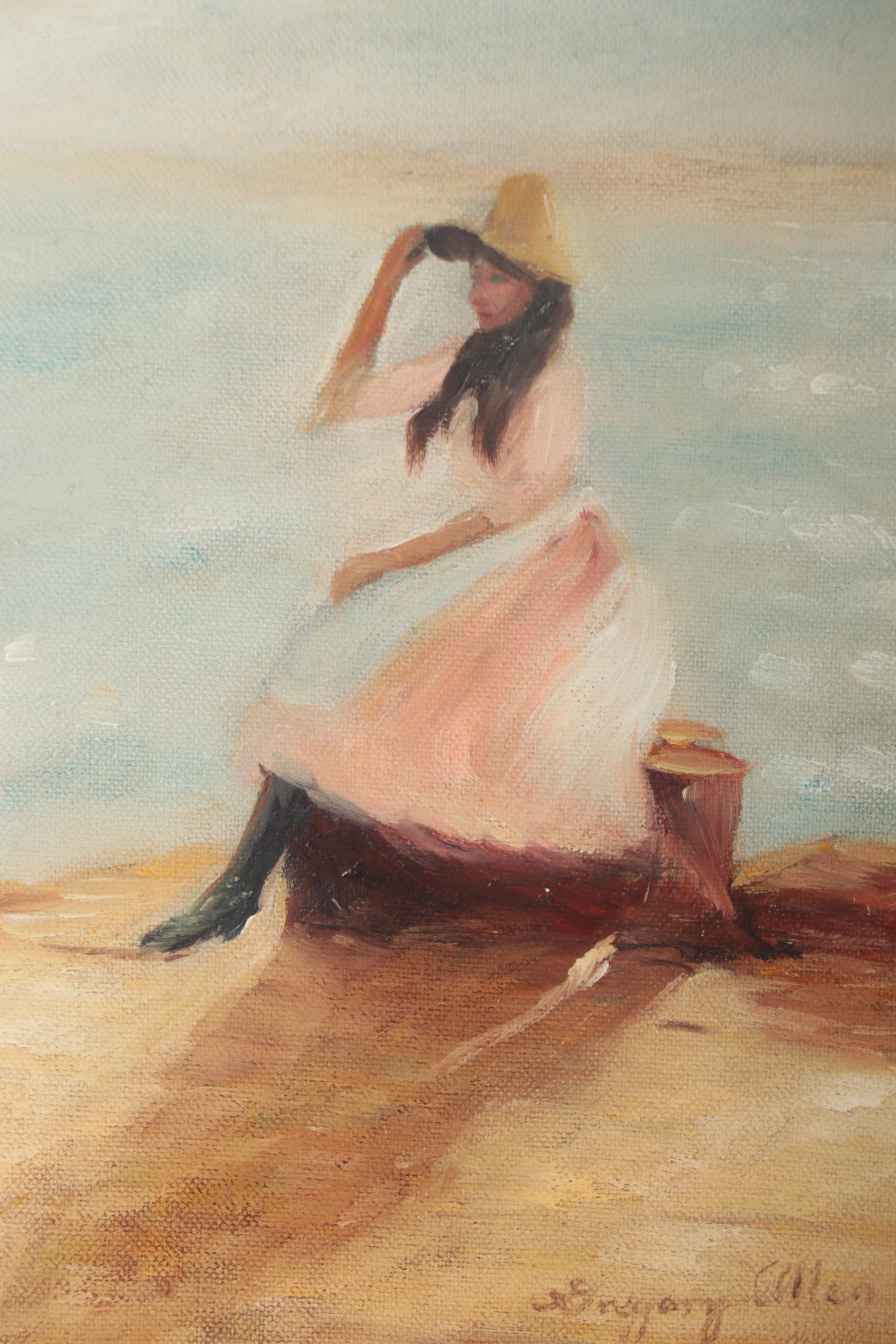 Oil Painting after Philip Wilson Steer "Young Woman at the Beach"
