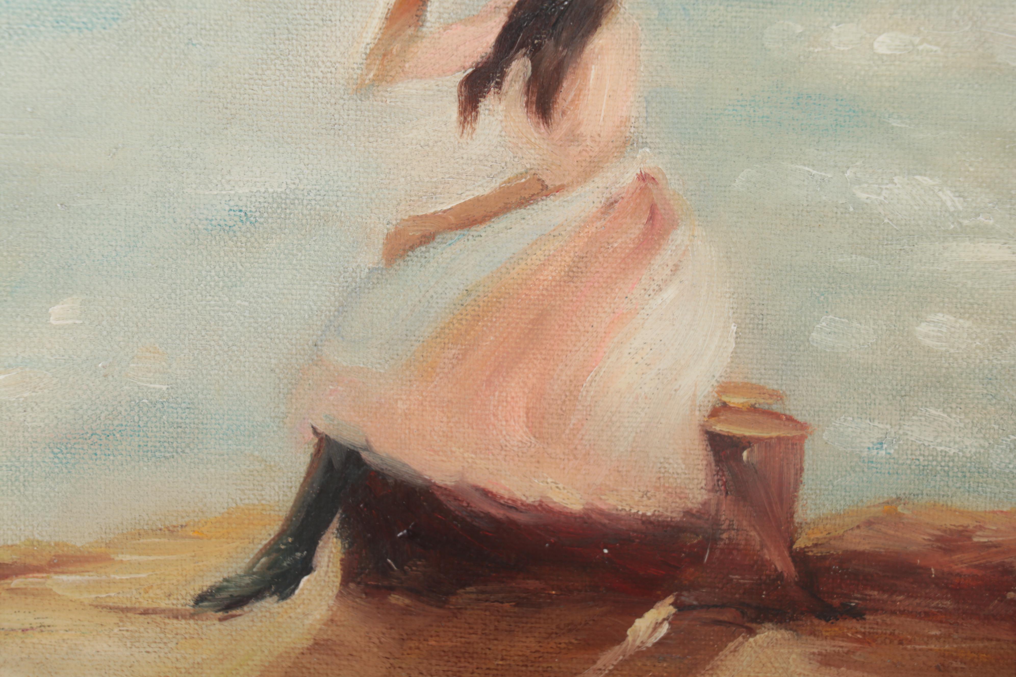 Oil Painting after Philip Wilson Steer "Young Woman at the Beach"