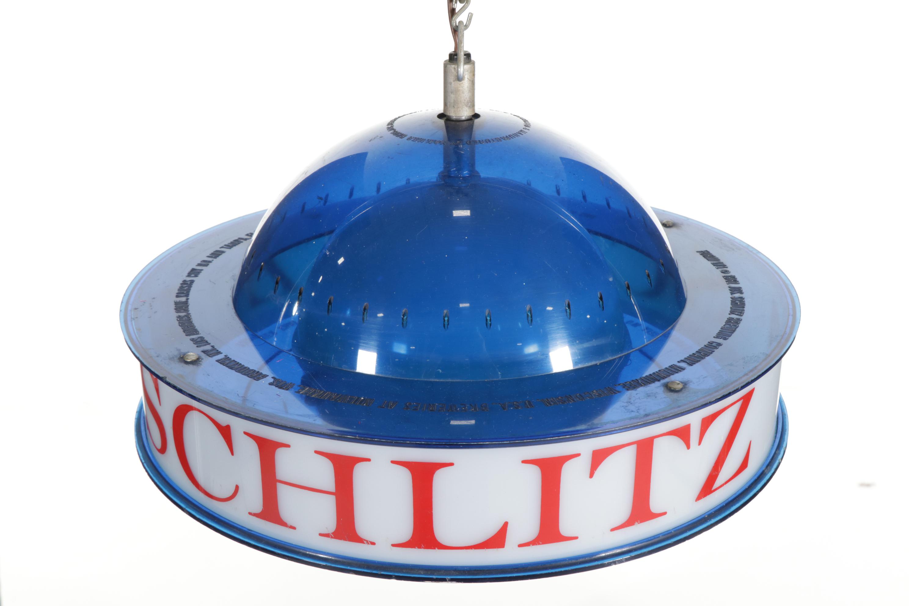 Schlitz Beer Advertising "Saturn Style" Blue Globe Spinning Light Fixture, 1961