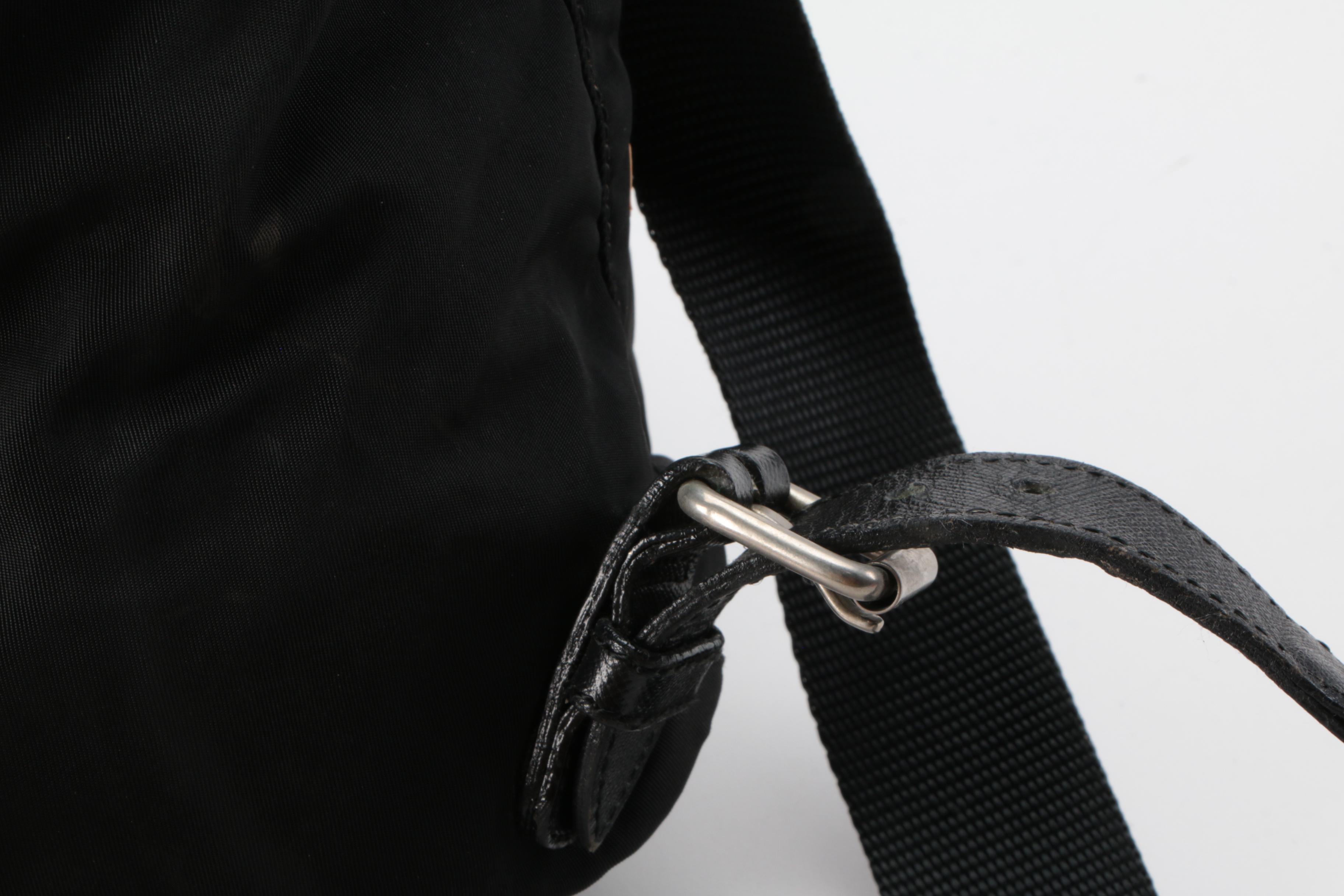 Prada Backpack Purse in Black Tessuto Nylon with Saffiano Leather Trim