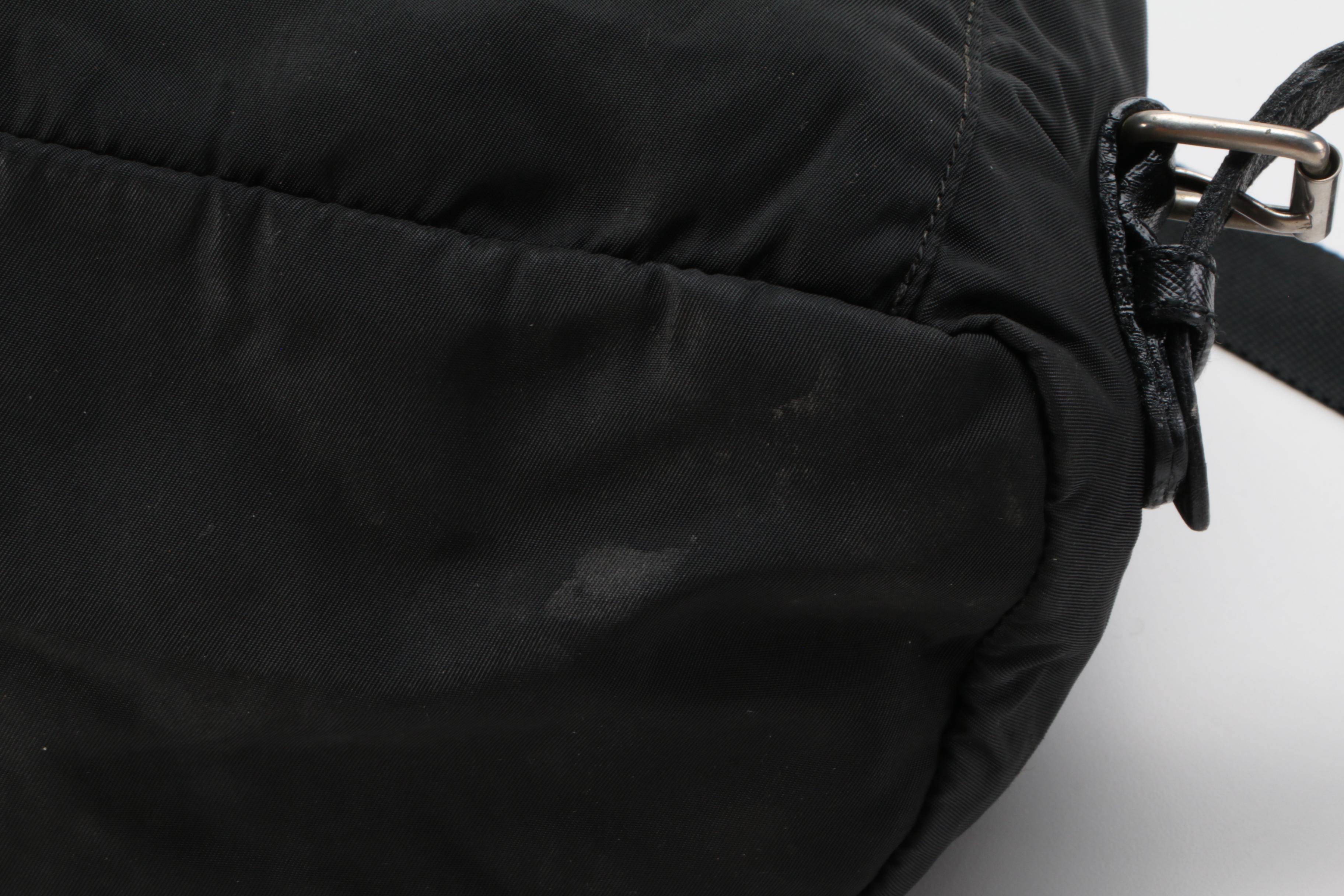 Prada Backpack Purse in Black Tessuto Nylon with Saffiano Leather Trim