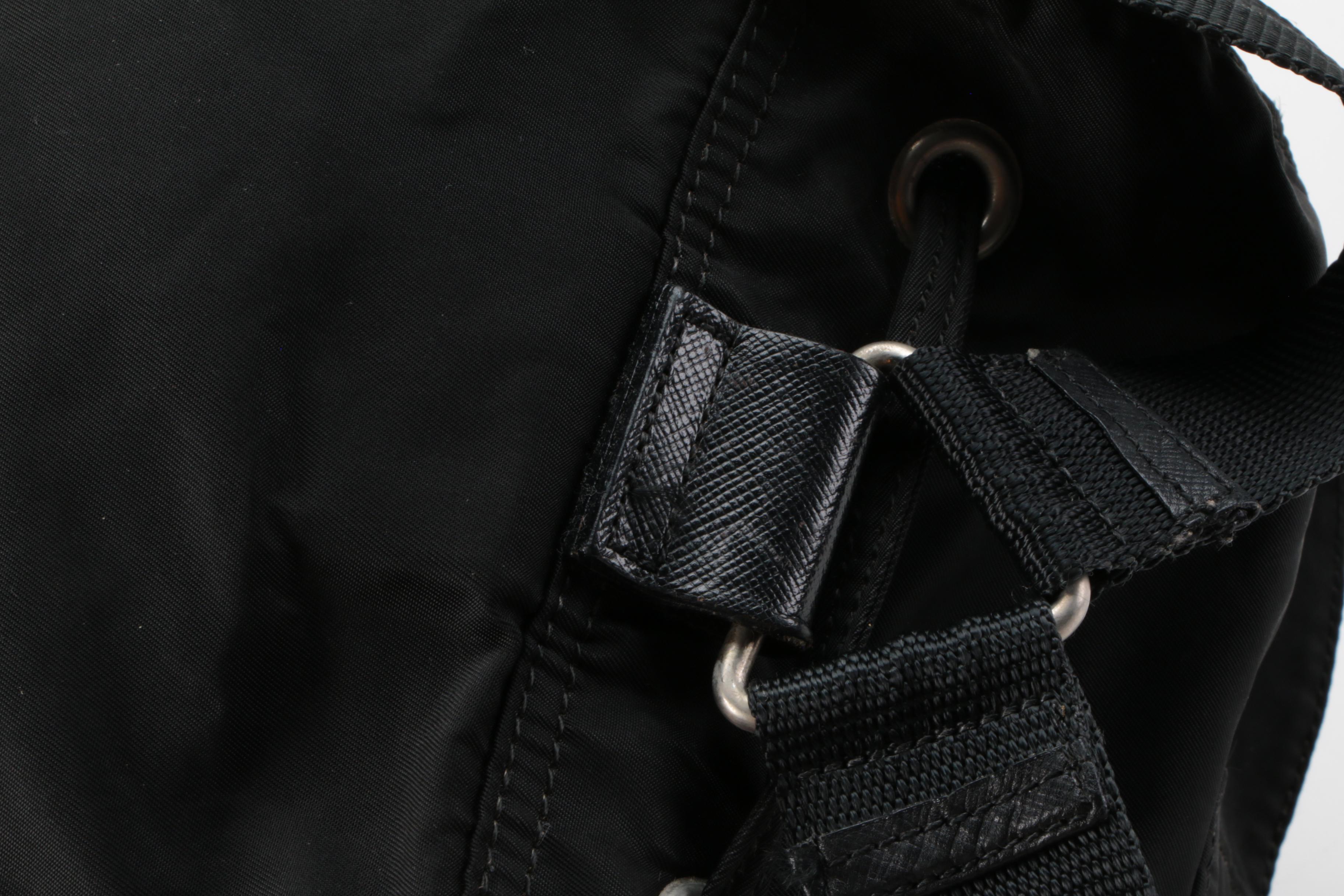 Prada Backpack Purse in Black Tessuto Nylon with Saffiano Leather Trim