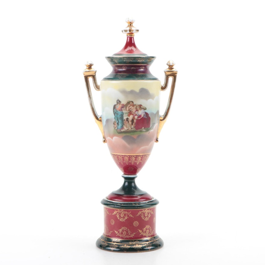 Decorated Porcelain Urn Possibly Royal Vienna,  Early 20th C.